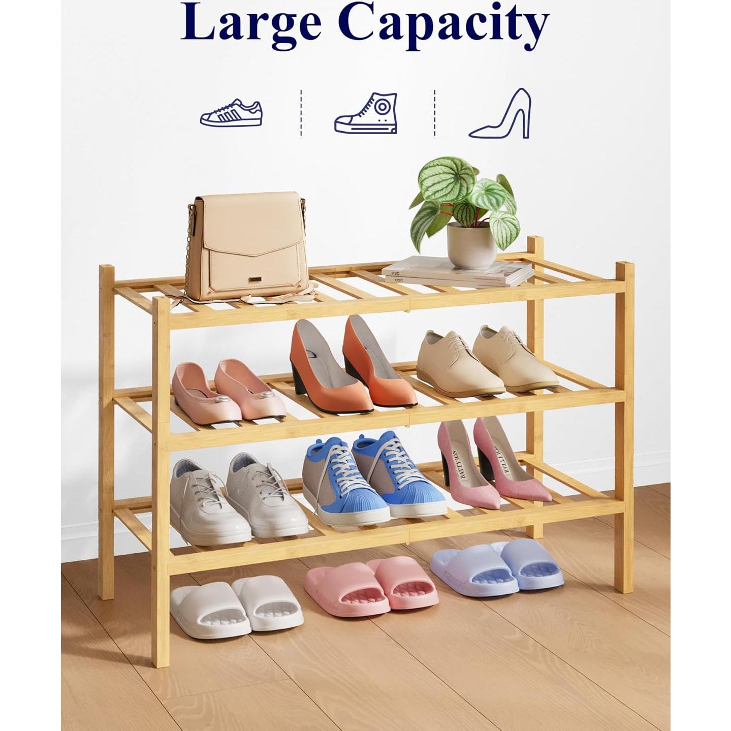 Estante de Zapatos Kitsure de Bambú Natural 68x28x48 cm