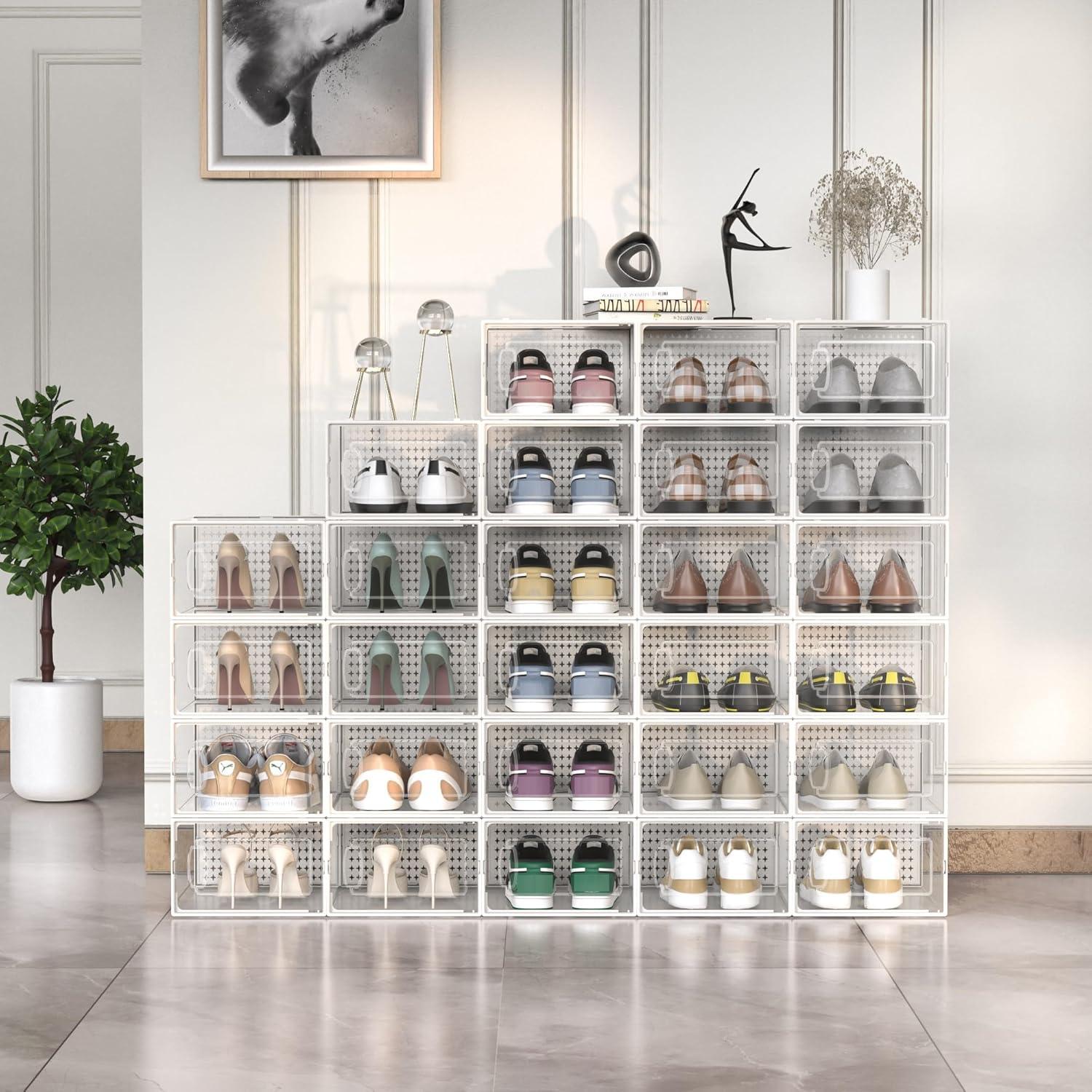 Organizadores de Zapatos Apilables Kjfeoiye 12 Unidades Grande Blanco