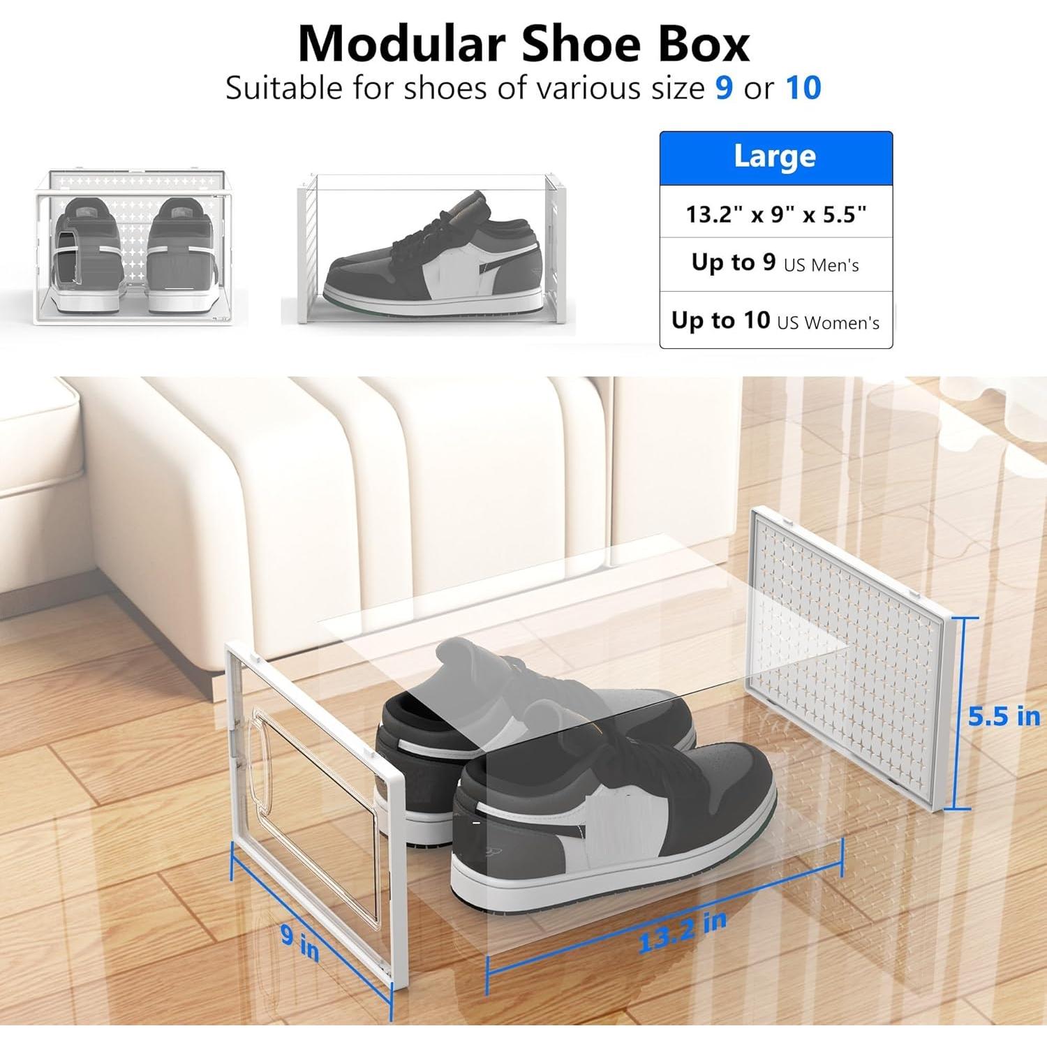 Organizadores de Zapatos Apilables Kjfeoiye 12 Unidades Grande Blanco