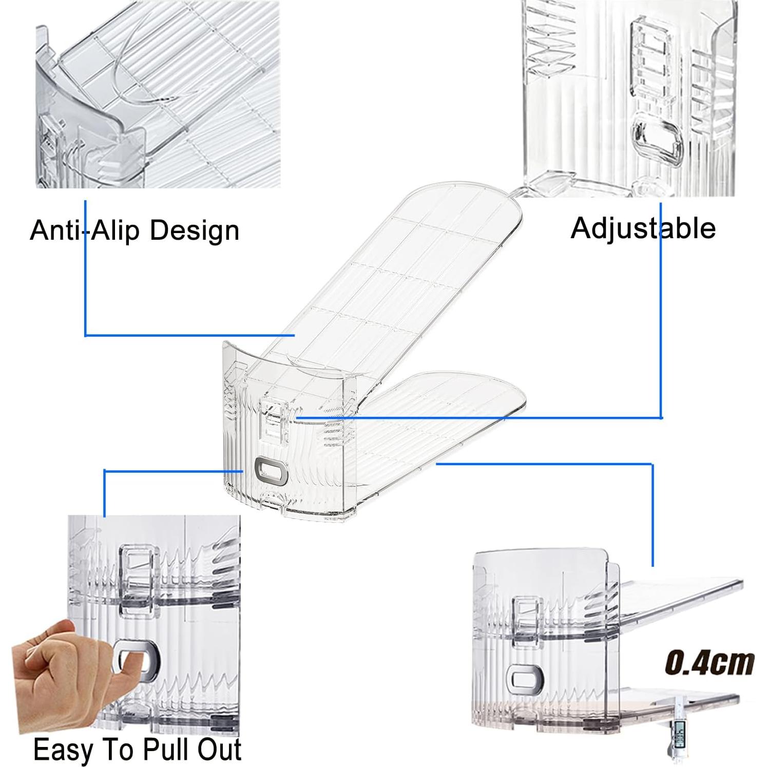 Organizador de Zapatos Euberla 12PACK Ajustable Transparente
