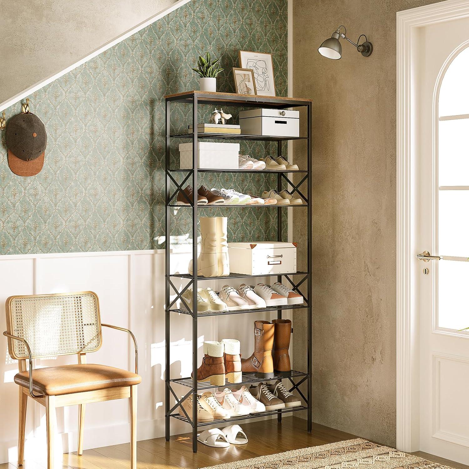 Estante para zapatos YATINEY 10 niveles marrón rústico 40 pares