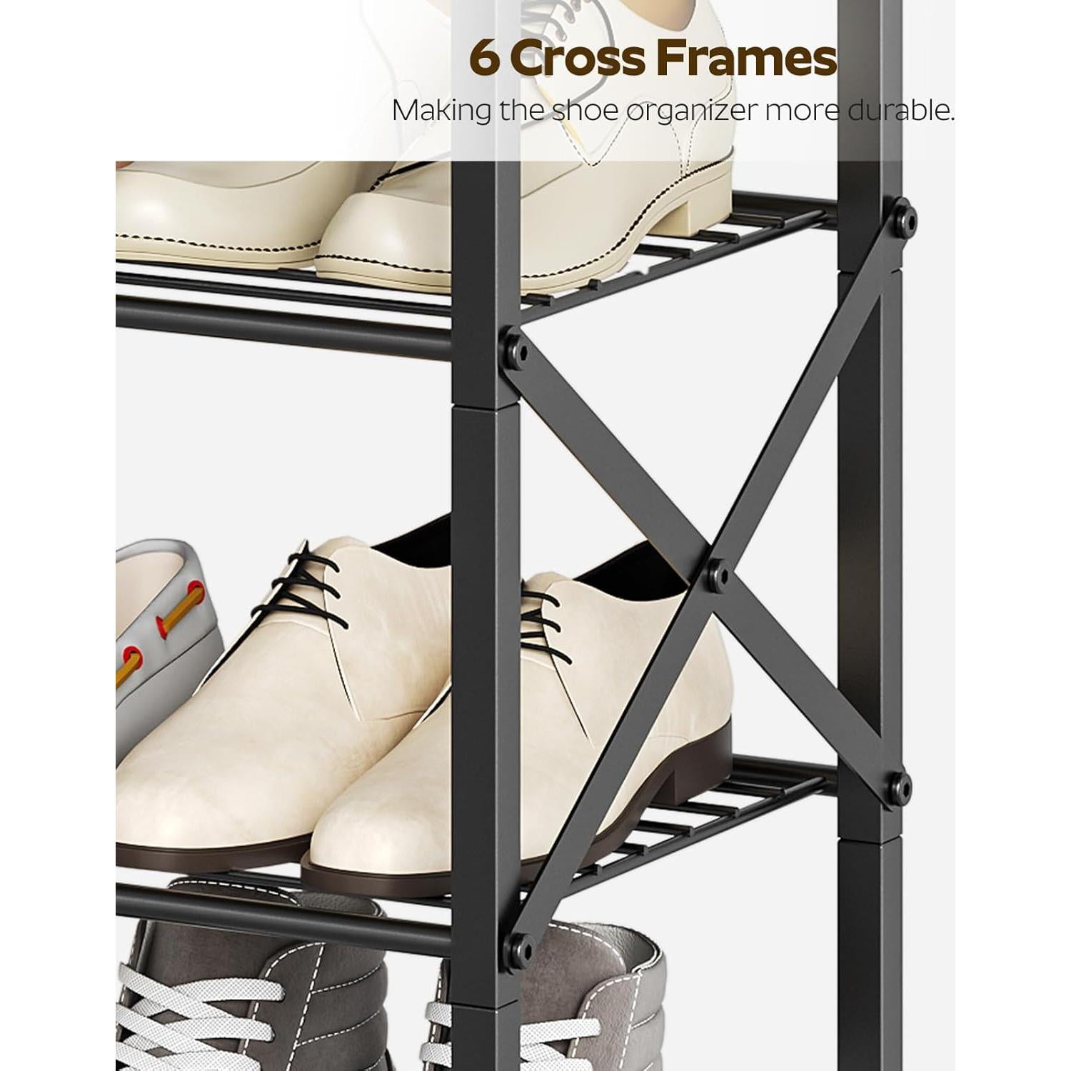 Estante para zapatos YATINEY 10 niveles marrón rústico 40 pares