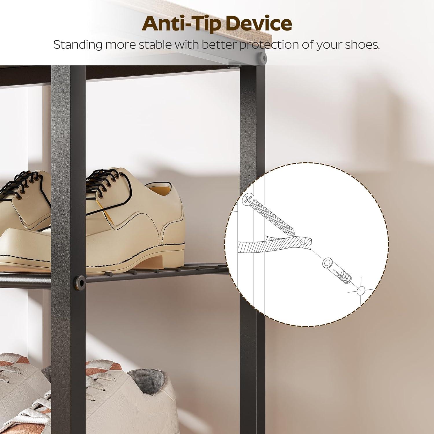 Estante para zapatos YATINEY 10 niveles marrón rústico 40 pares