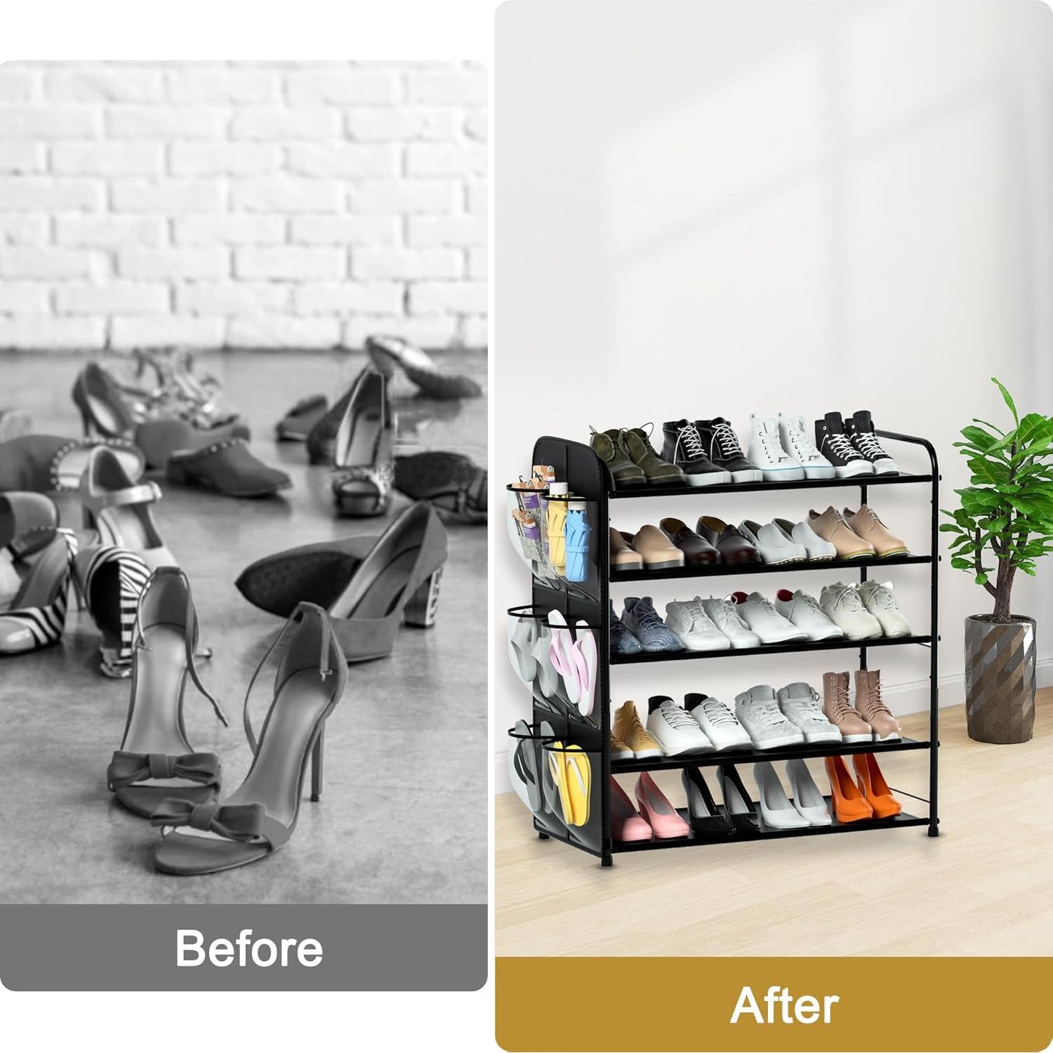 Estante para Zapatos Housen Solutions Negro 5 Niveles 20-25 Pares