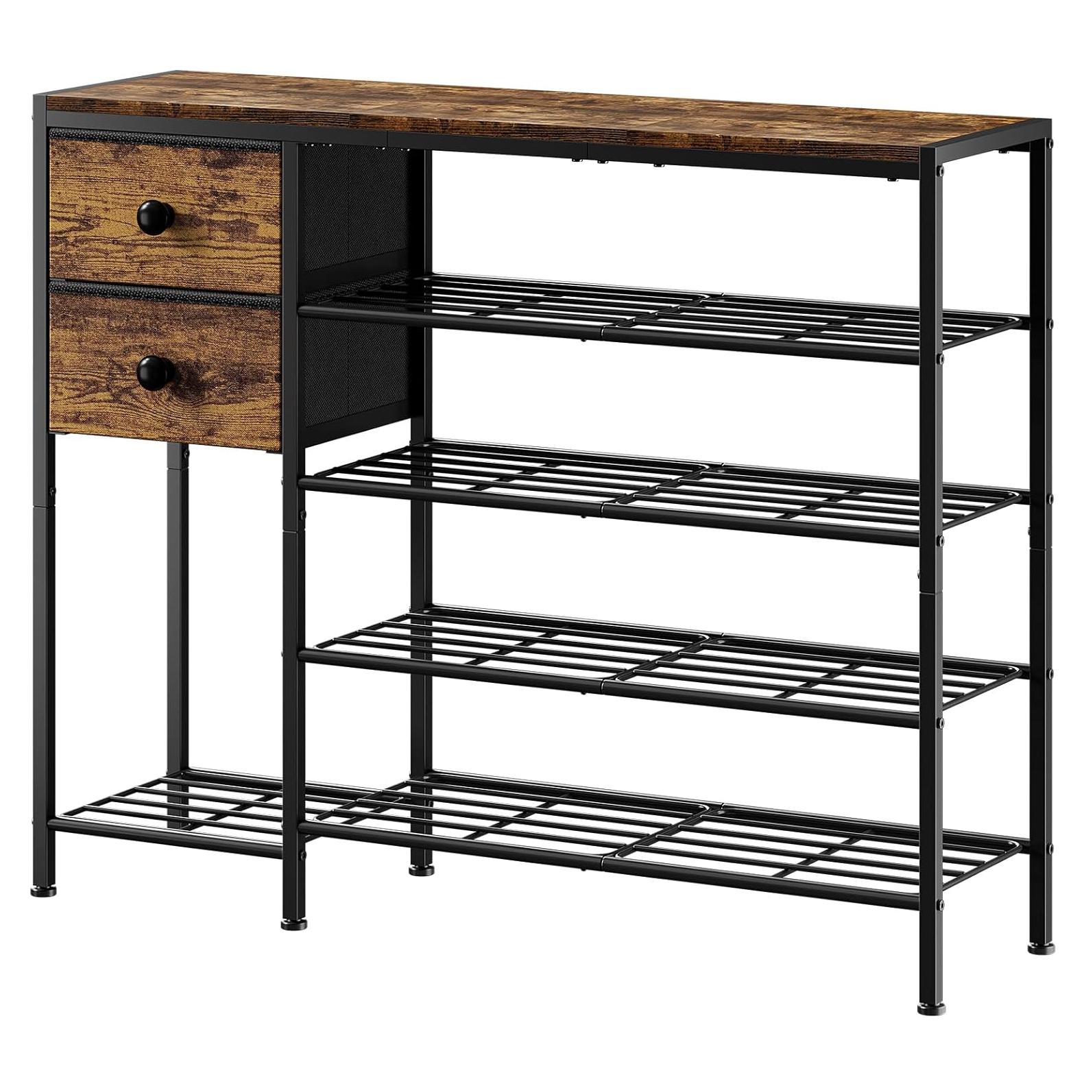 Estante para zapatos UNITSTAGE 5 niveles marrón rústico 95.2x27.5x80.5 cm