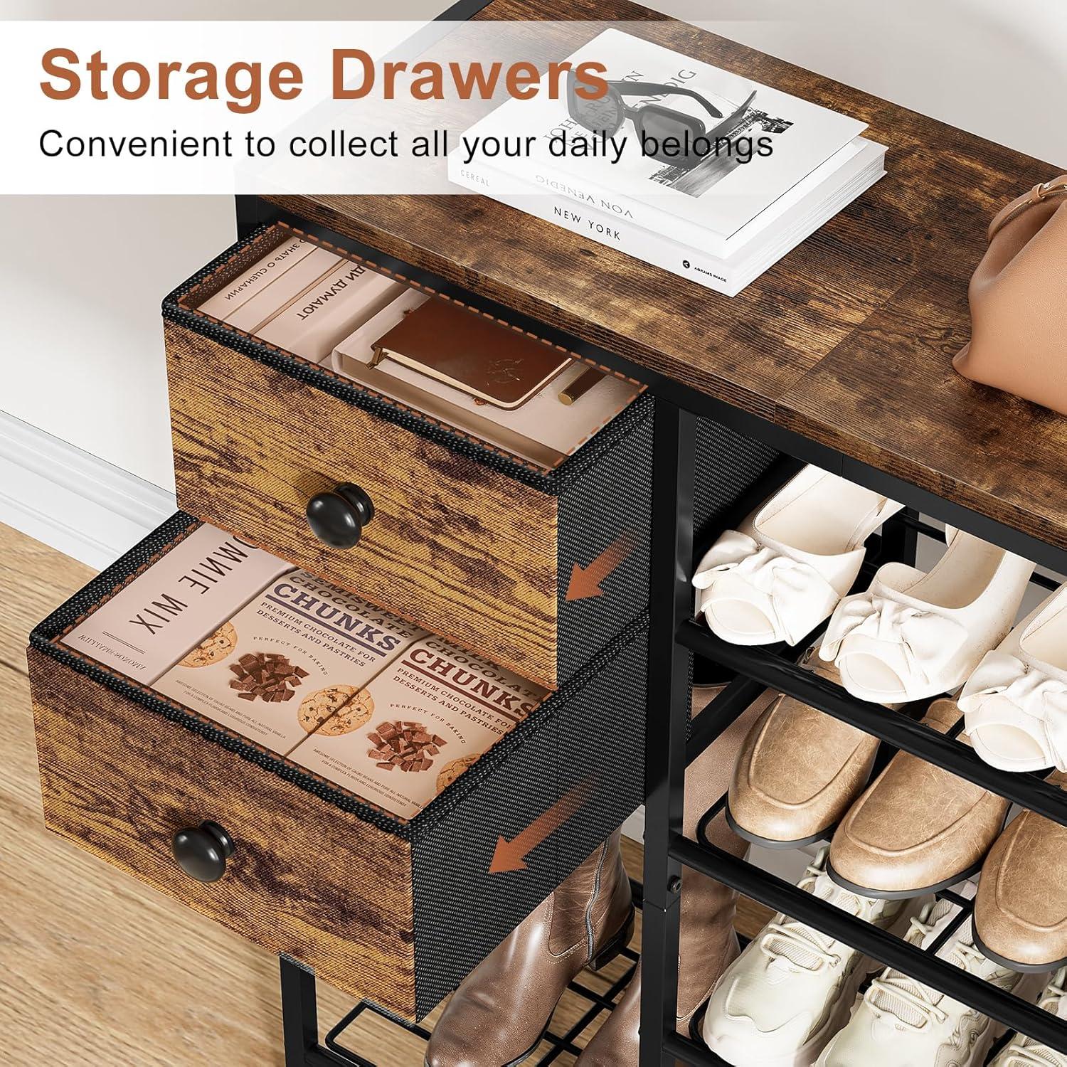 Estante para zapatos UNITSTAGE 5 niveles marrón rústico 95.2x27.5x80.5 cm