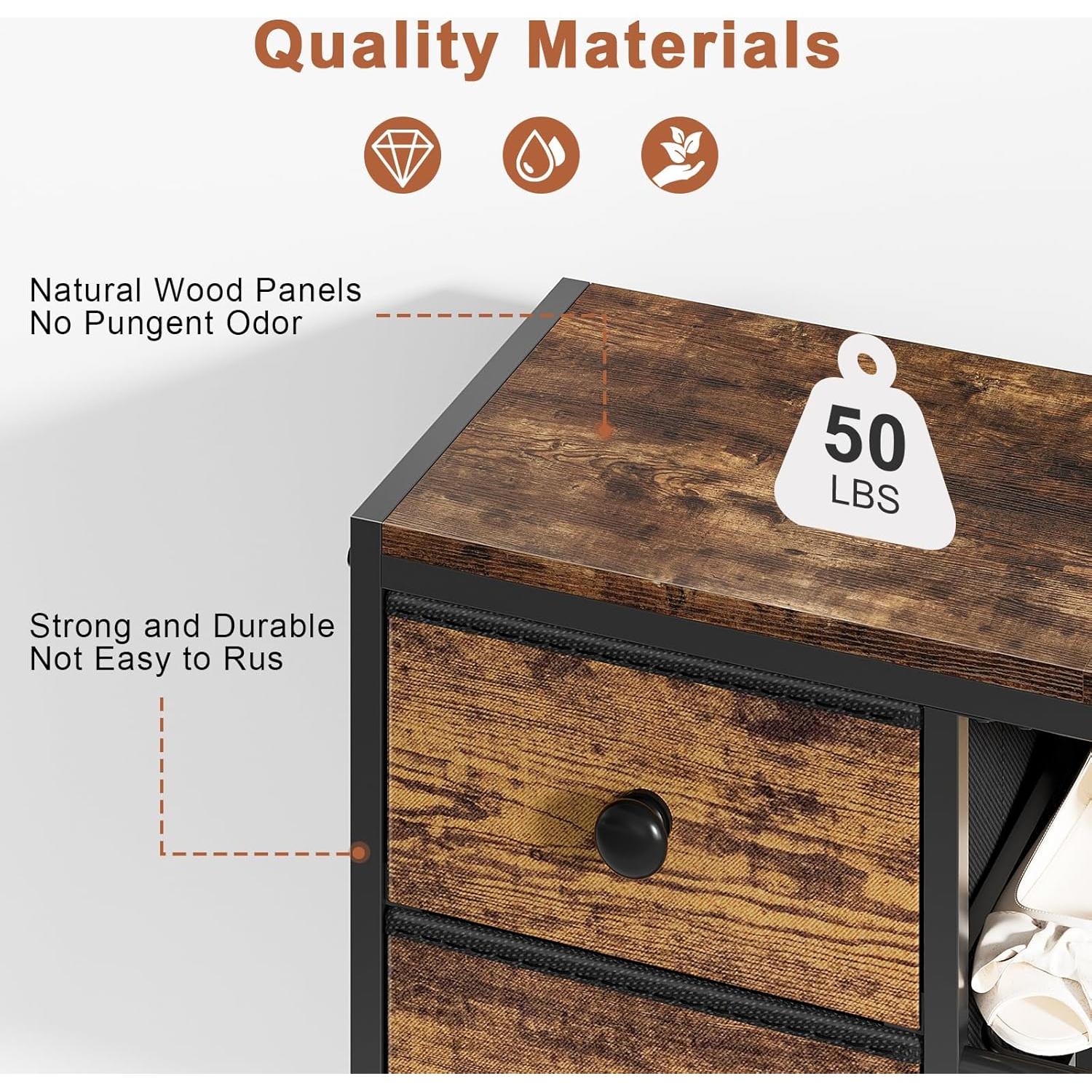 Estante para zapatos UNITSTAGE 5 niveles marrón rústico 95.2x27.5x80.5 cm