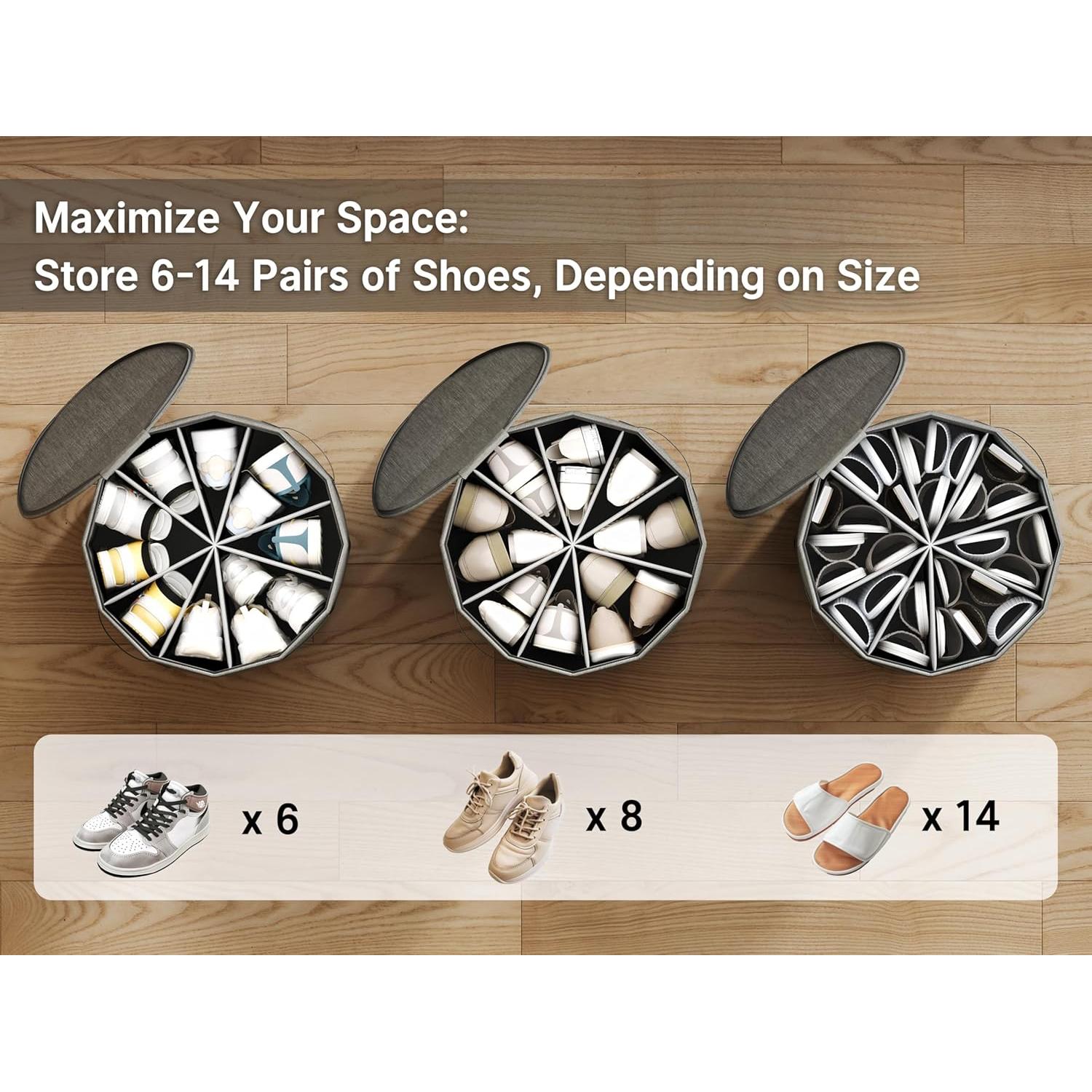 Organizador de Zapatos Vailando Cilíndrico 2-Pack Grande Gris