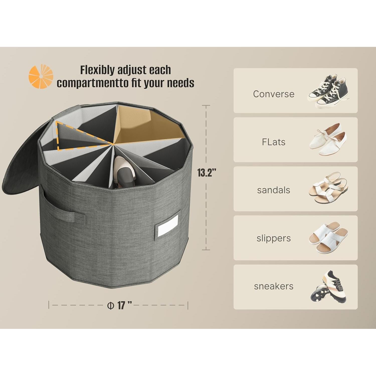 Organizador de Zapatos Vailando Cilíndrico 2-Pack Grande Gris