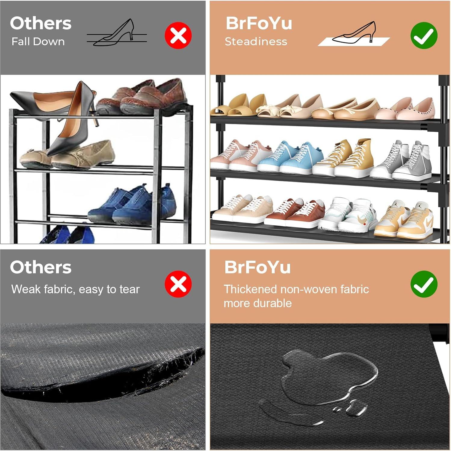Estante para zapatos BrFoYu 5 niveles negro, 25 pares