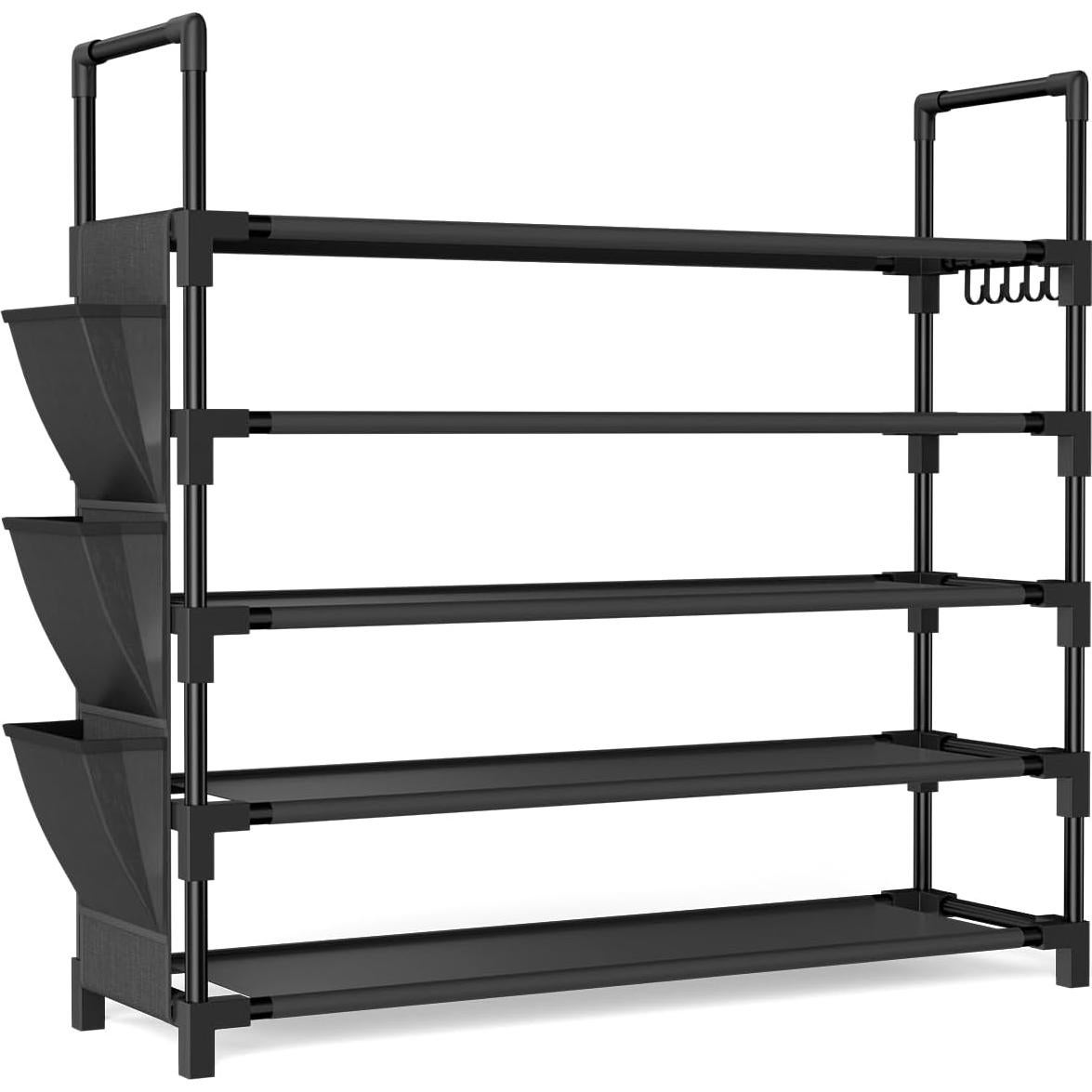 Estante para zapatos BrFoYu 5 niveles negro, 25 pares