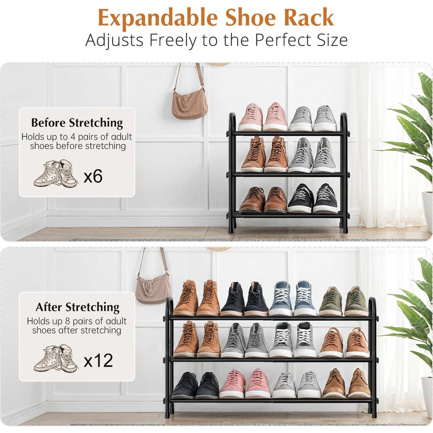 Estante para Zapatos INSMART Expandible 3 Niveles Metal Blanco