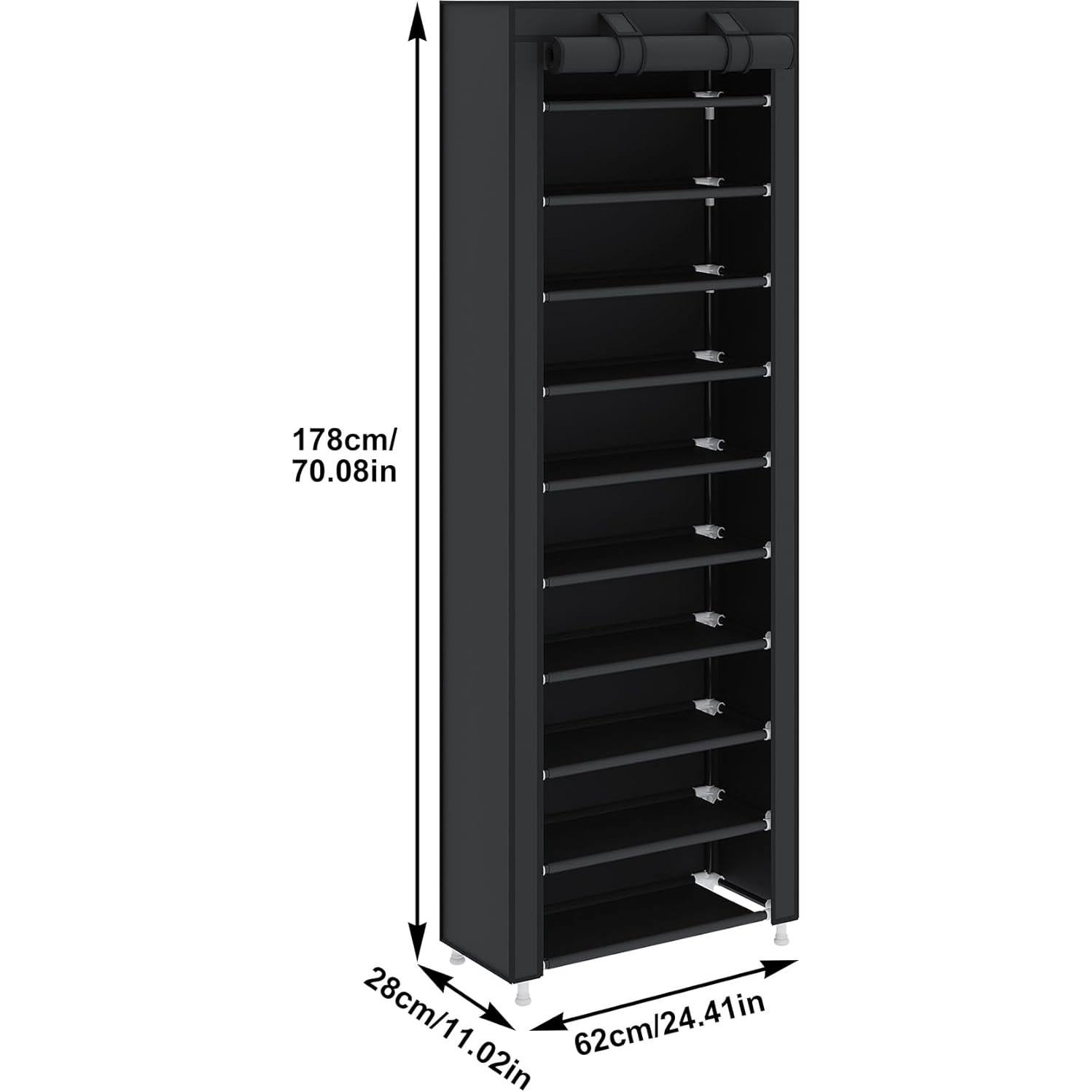 Estante para Zapatos UDEAR 10 Niveles Negro Apilable 178 cm