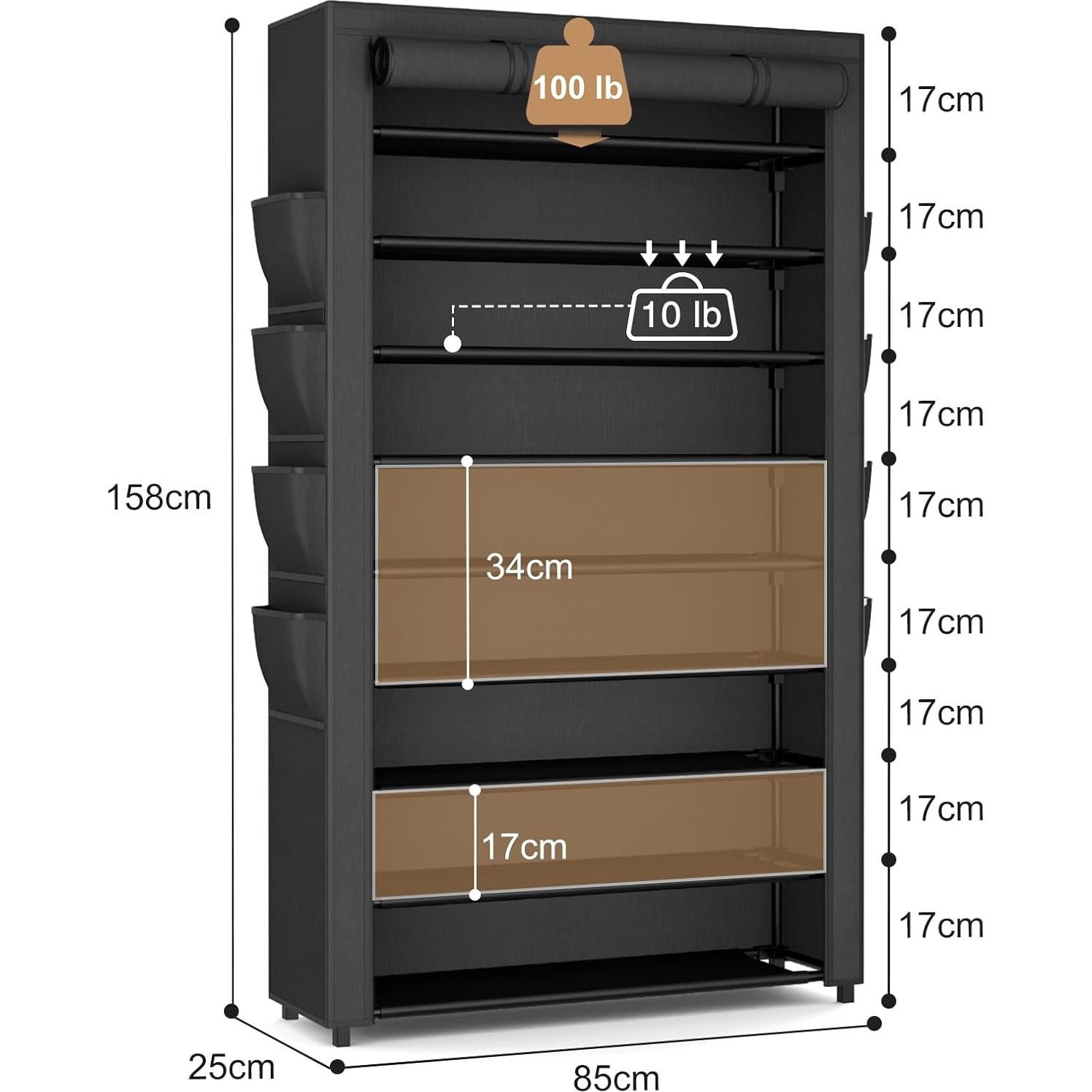 Estante para Zapatos BrFoYu 10 Niveles Negro Ahorra Espacio