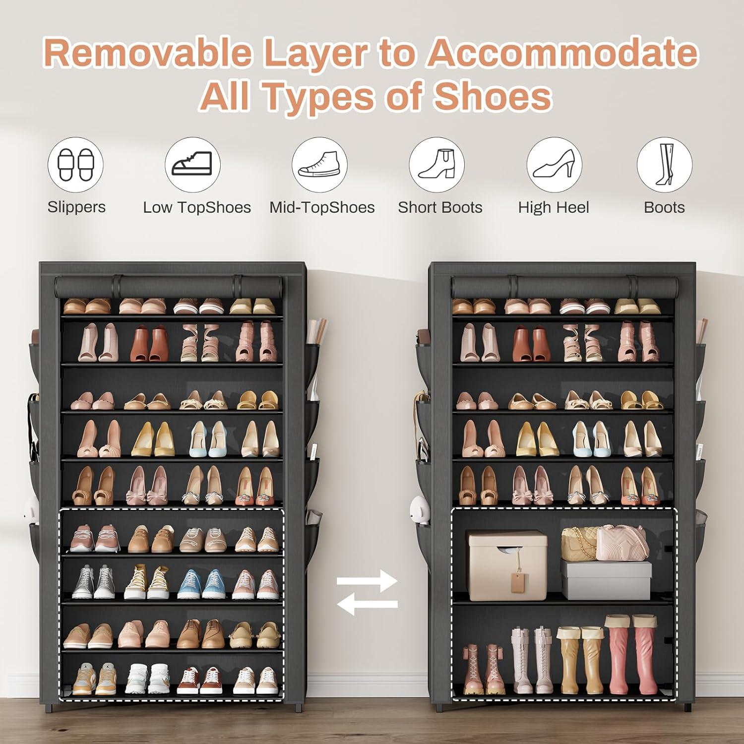 Estante para Zapatos BrFoYu 10 Niveles Negro Ahorra Espacio