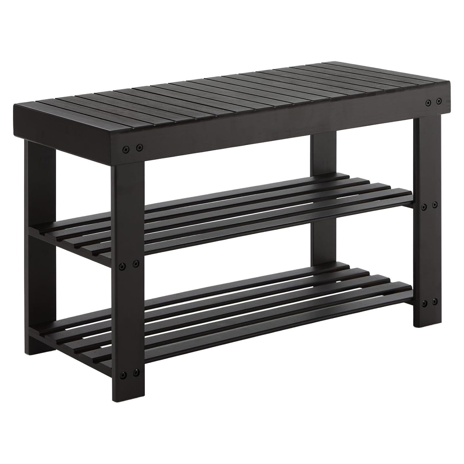 Banco de Zapatos Sweetcrispy 3 Niveles Bambú Negro 130 kg