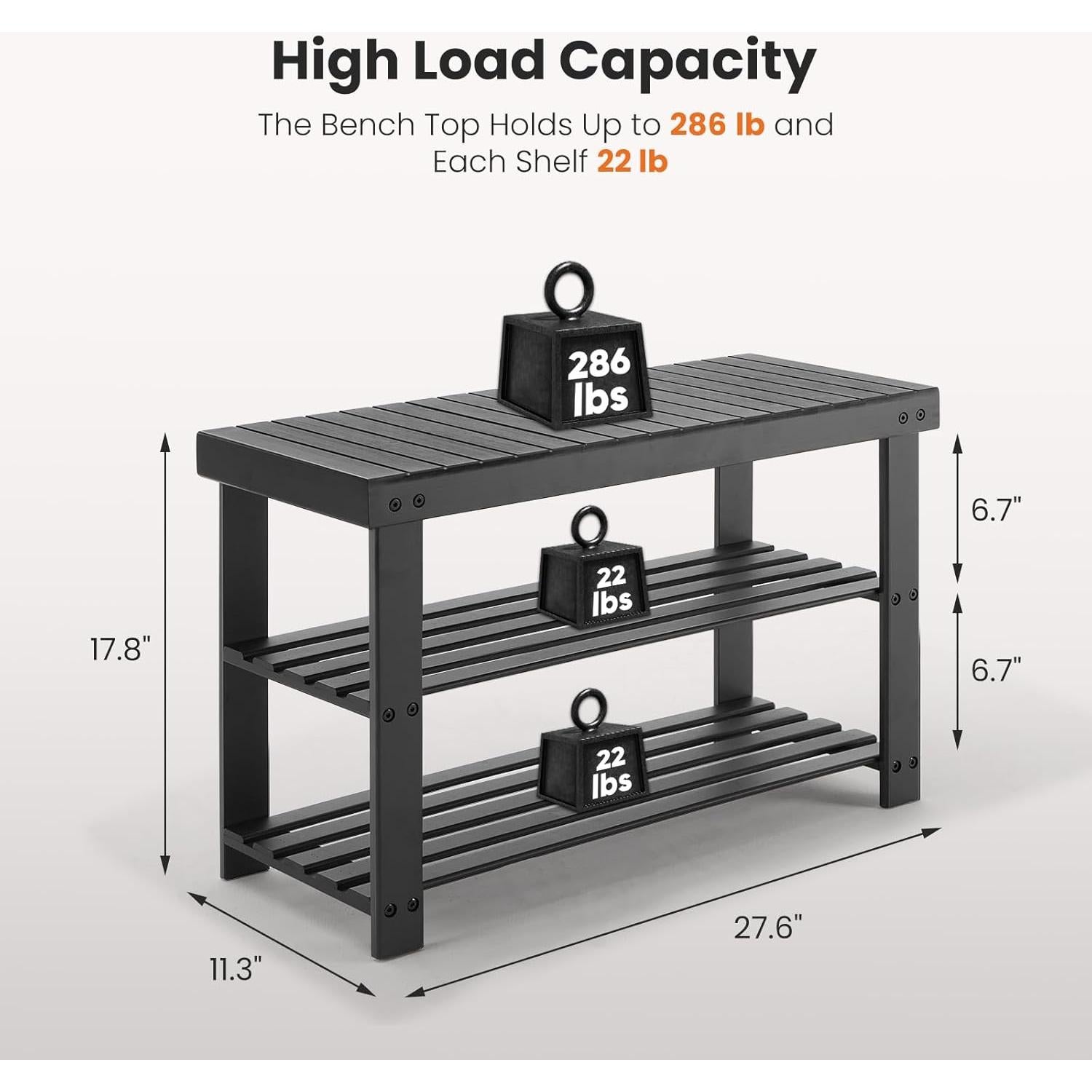 Banco de Zapatos Sweetcrispy 3 Niveles Bambú Negro 130 kg