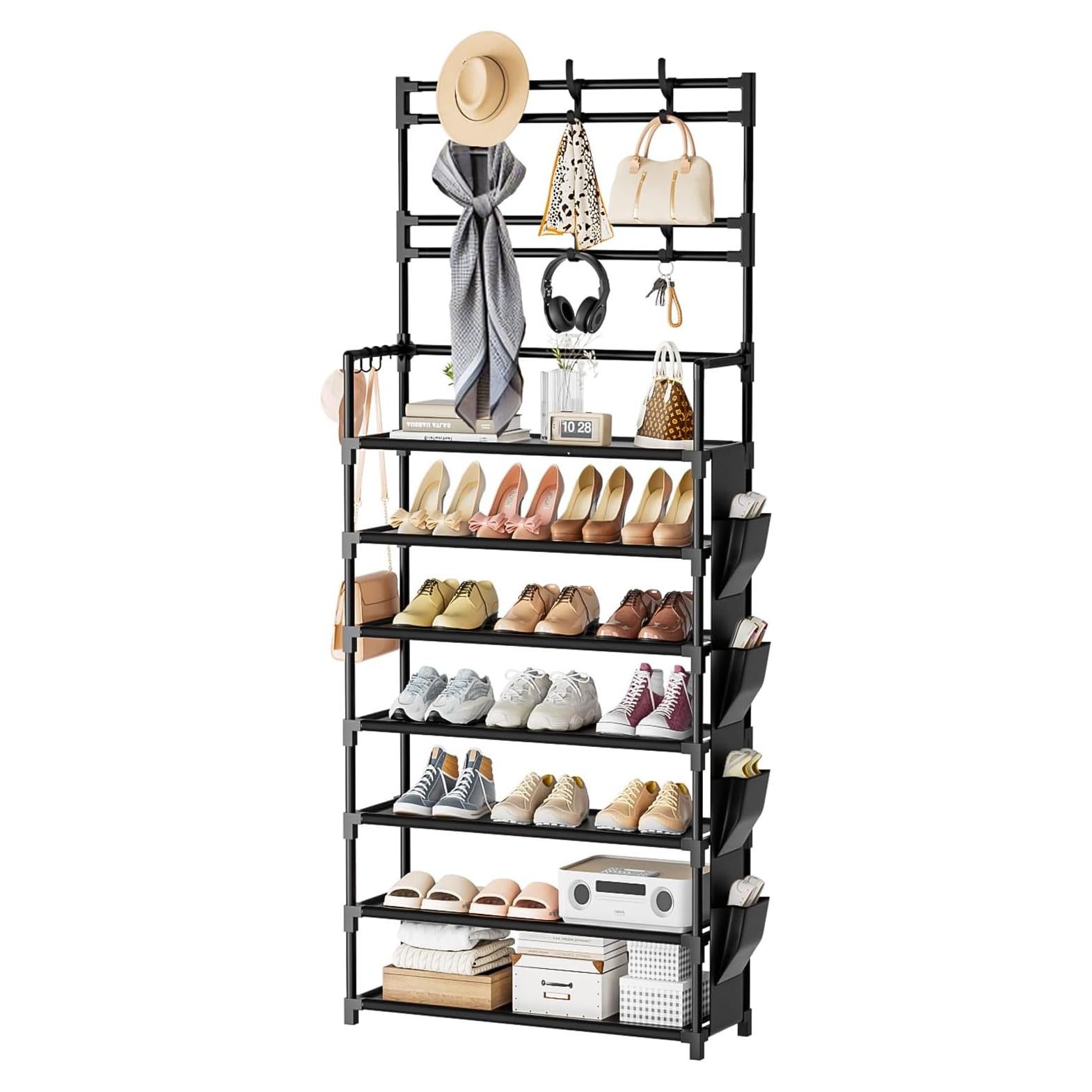 Estante para Zapatos OYREL 7 Niveles Negro 60x166cm