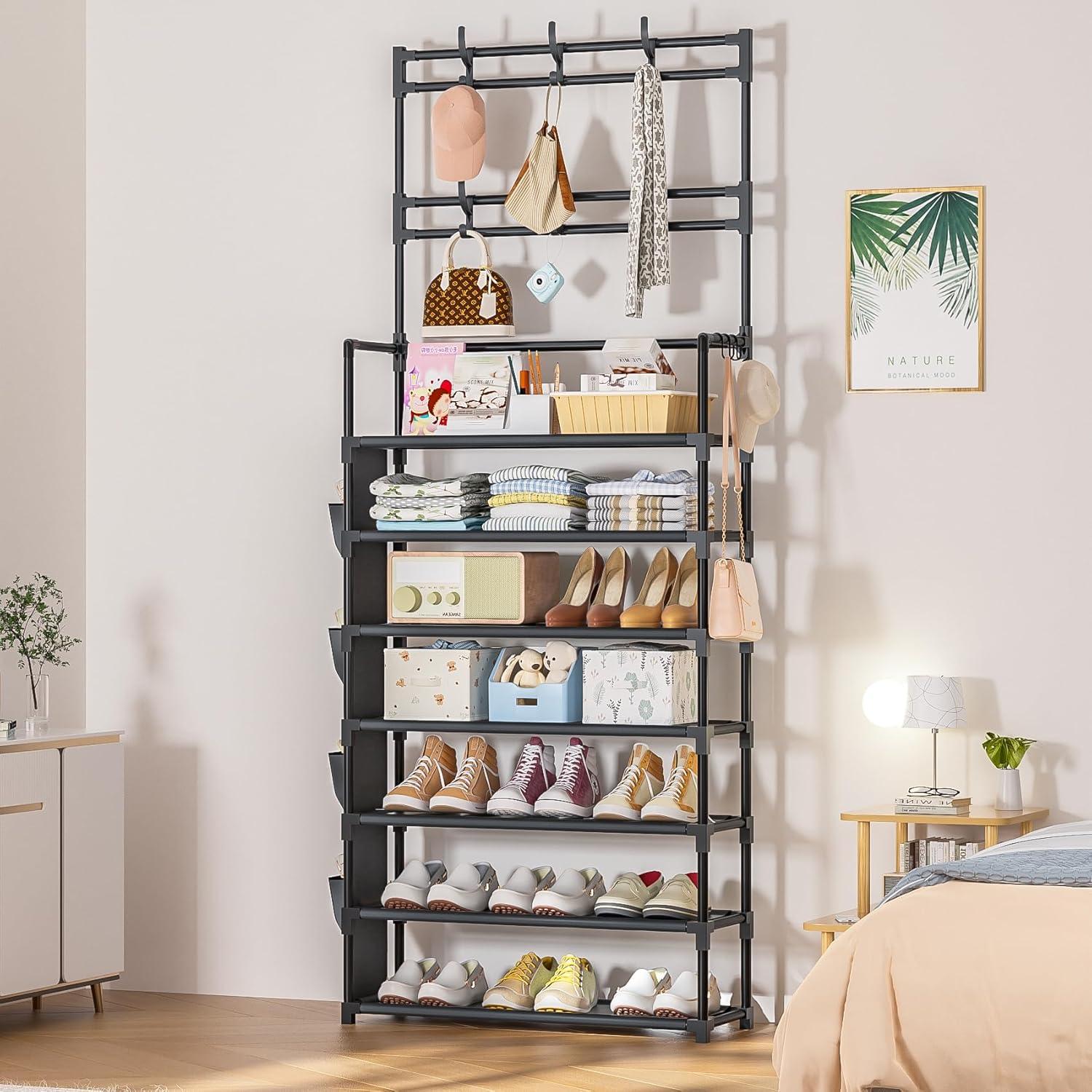 Estante para Zapatos OYREL 7 Niveles Negro 60x166cm