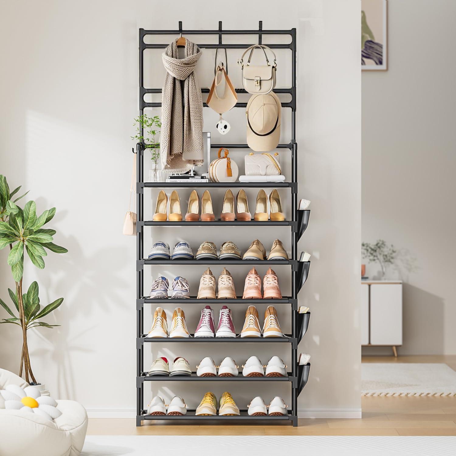 Estante para Zapatos OYREL 7 Niveles Negro 60x166cm