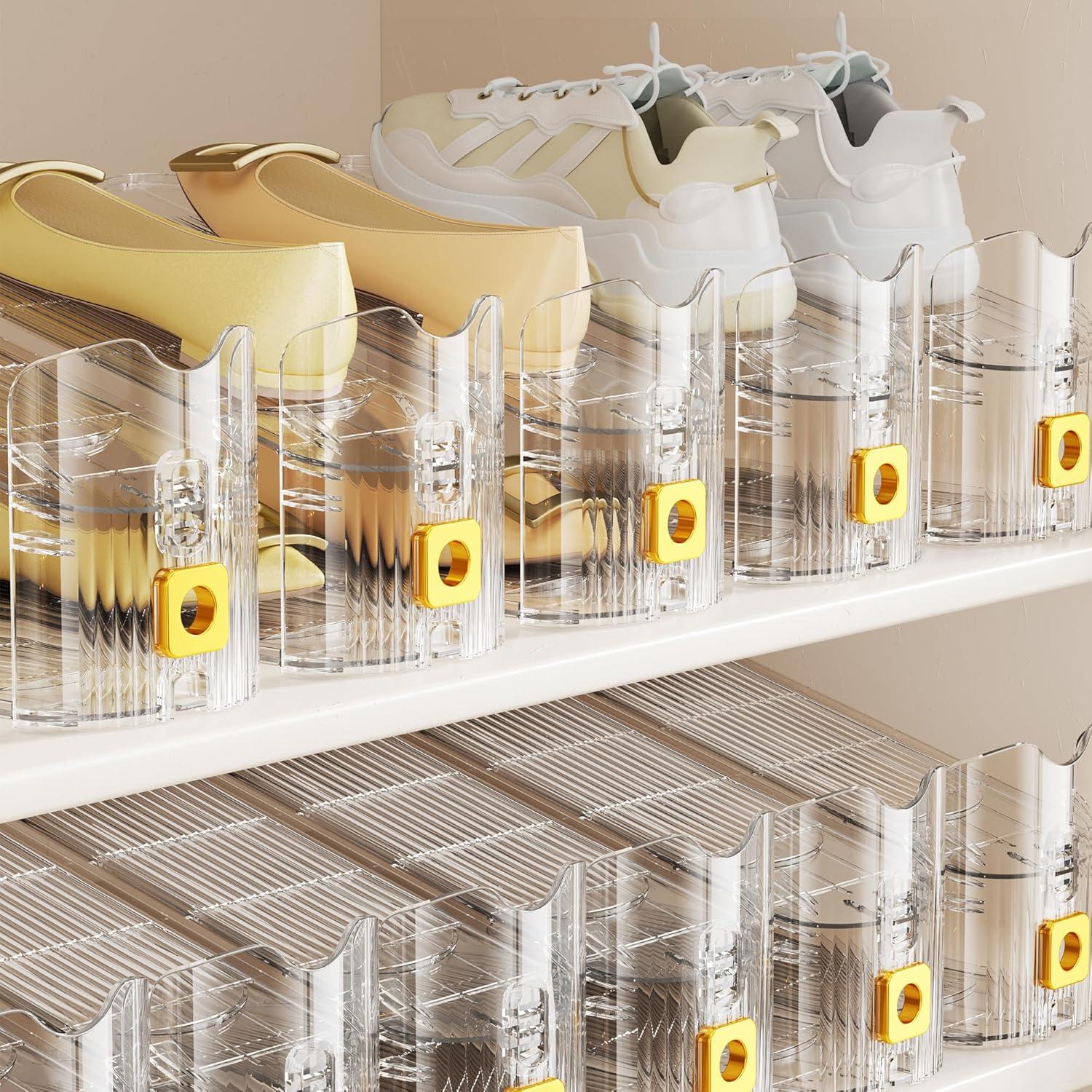 Organizador de Zapatos Apilable FENRUNXU 12 Pack Transparente