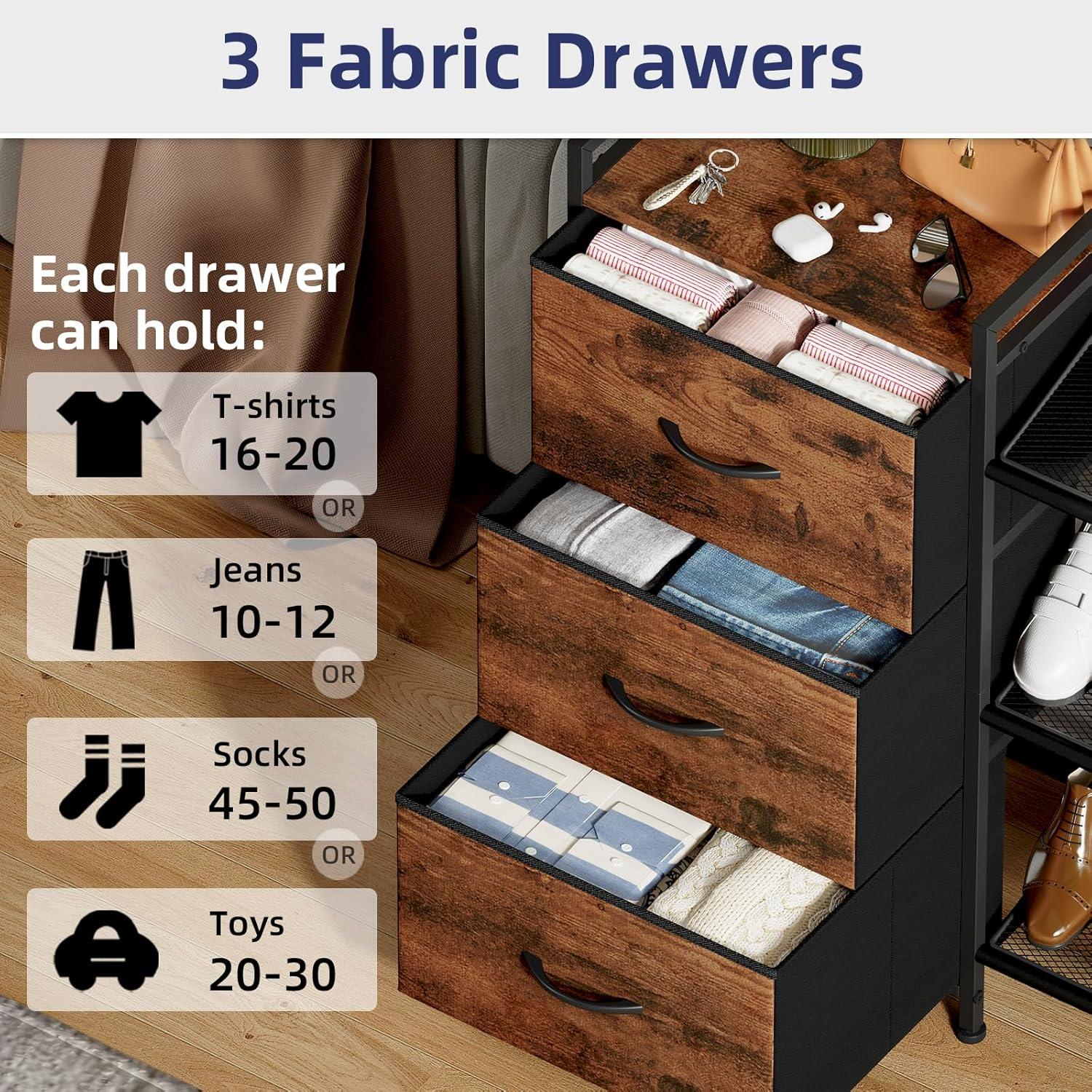 Estante para zapatos Somdot 3 niveles con 3 cajones madera