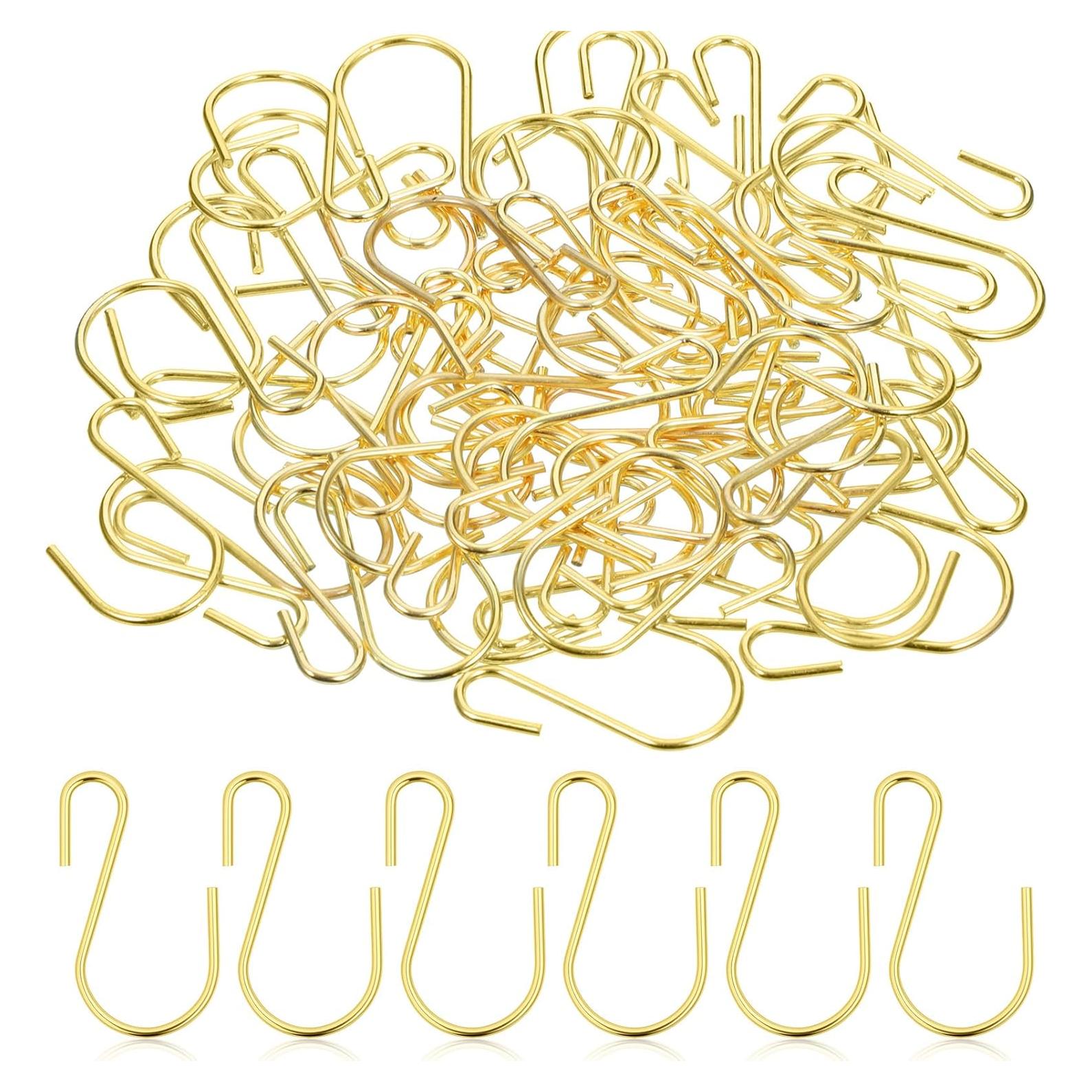 60 Ganchos en S Metálicos LIQWEI 2.54 cm Dorado para Colgar