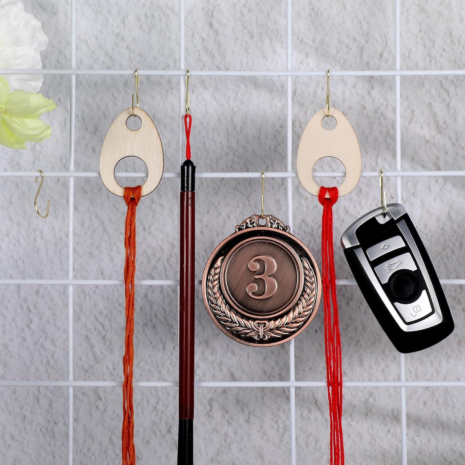 60 Ganchos en S Metálicos LIQWEI 2.54 cm Dorado para Colgar