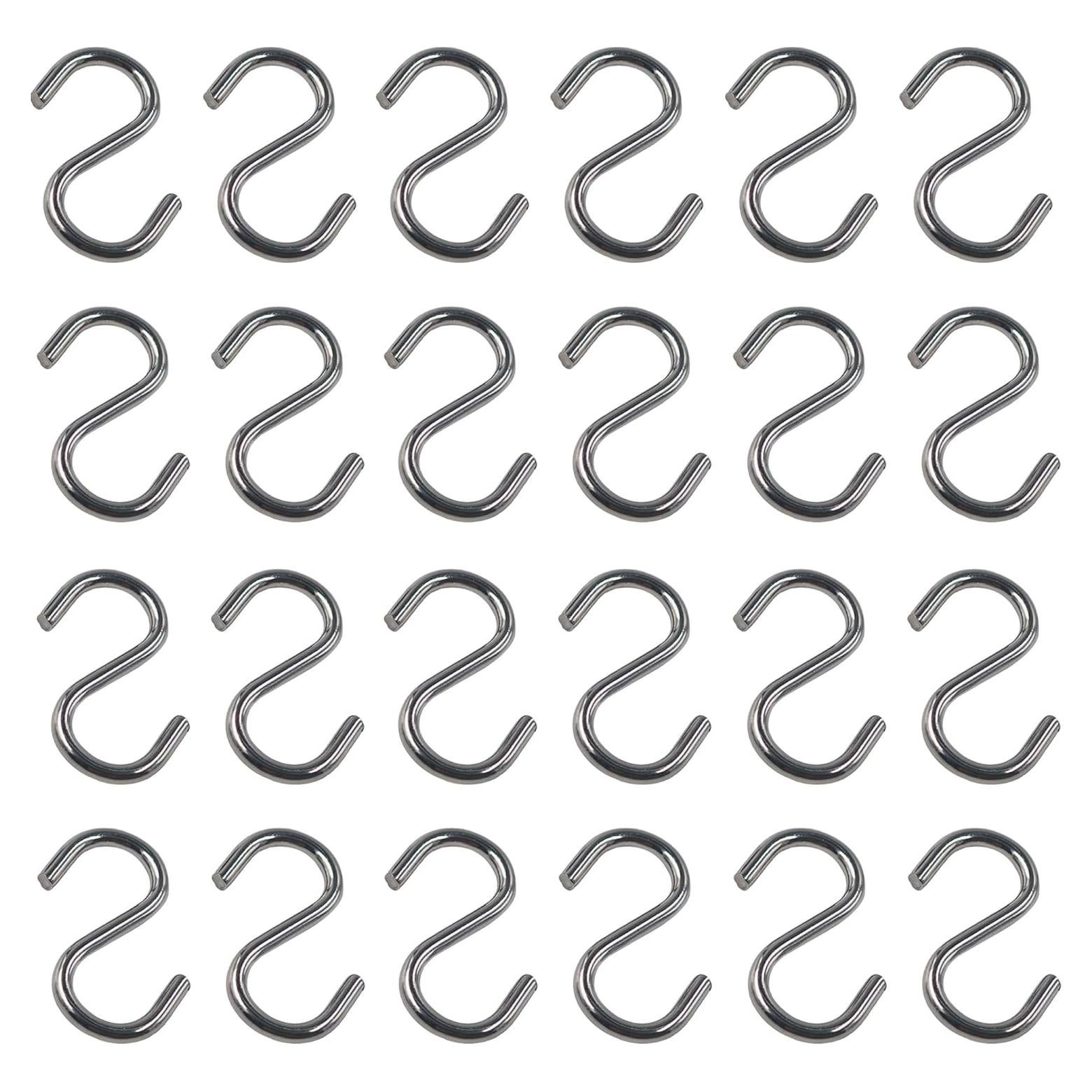 24 Ganchos en S de Acero Inoxidable AUXBC 4.76cm Alta Resistencia