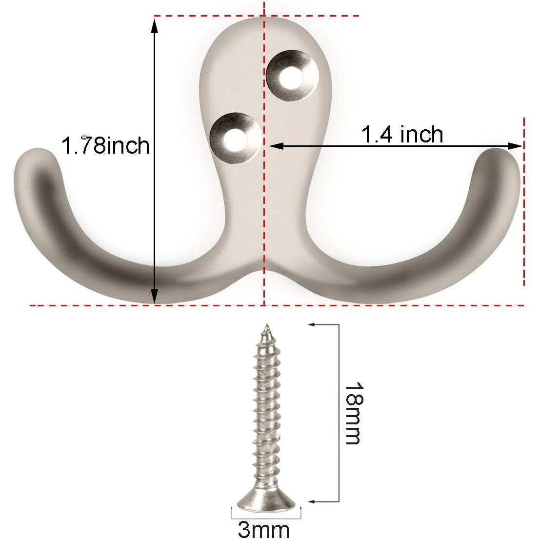 Ganchos de Abrigo Doble Punta IBosins 8 Pcs Plateado 18 kg