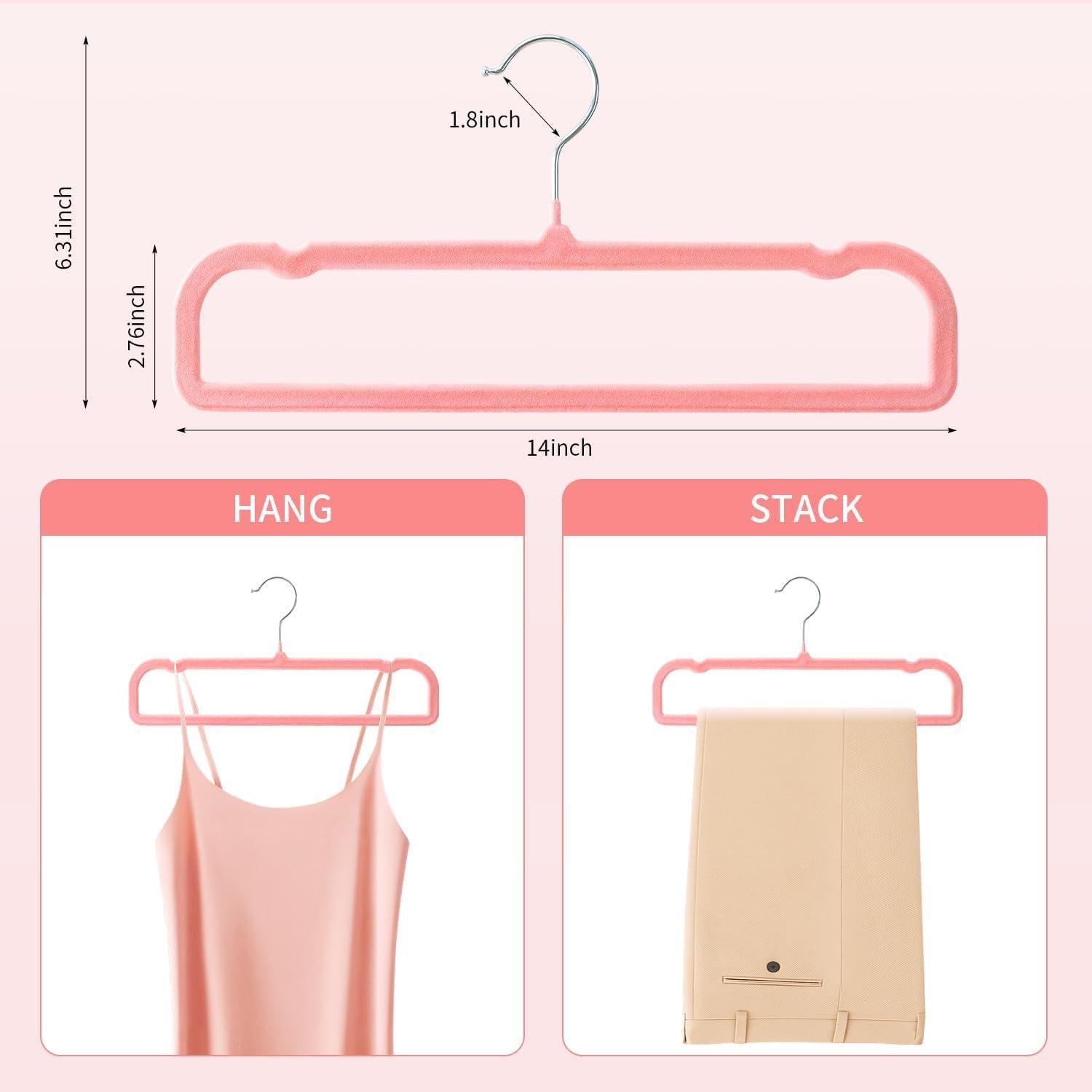 Perchas Antideslizantes HWAJAN Rosa 30 Piezas 35.56x16cm