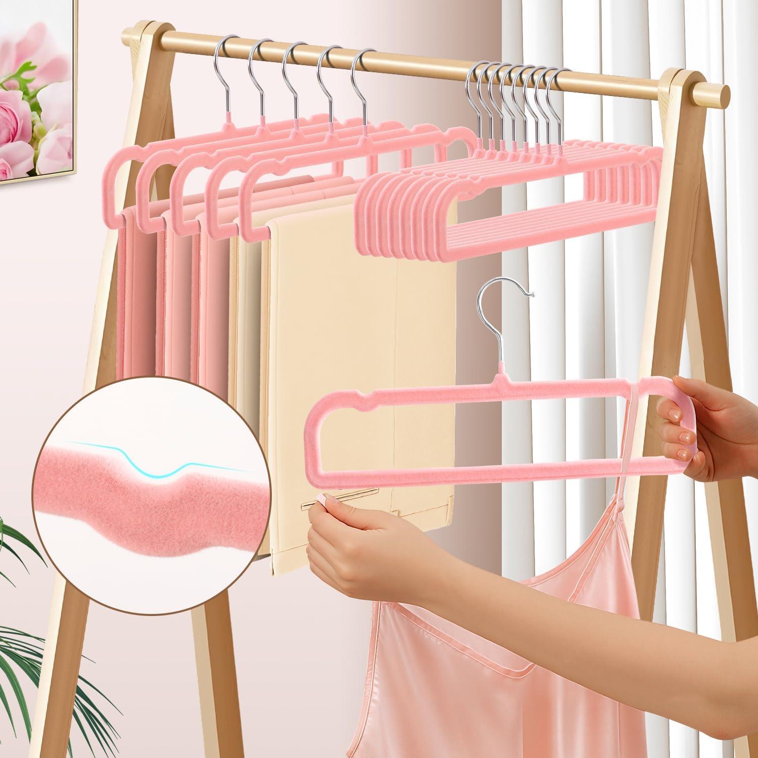 Perchas Antideslizantes HWAJAN Rosa 30 Piezas 35.56x16cm