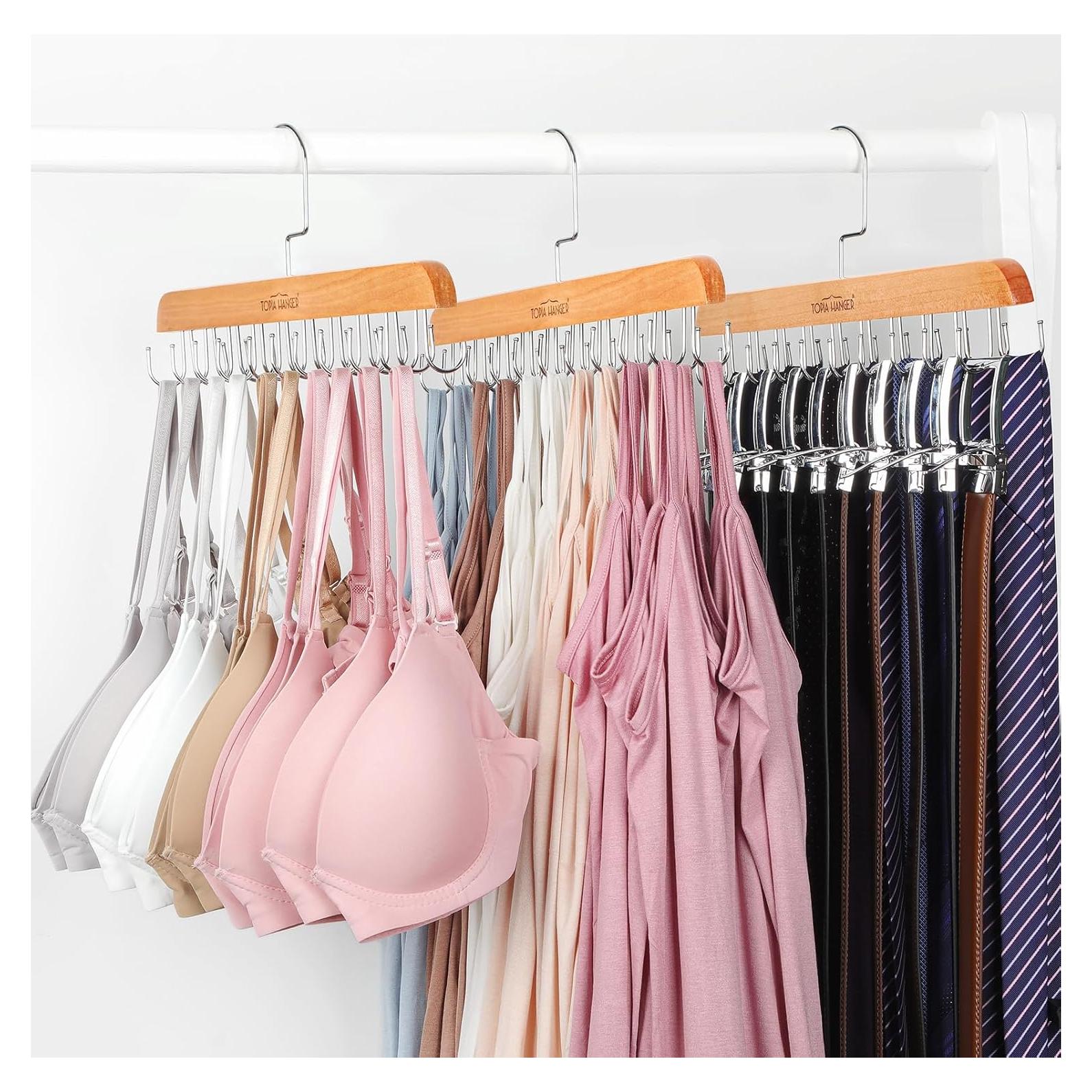 Perchero Plegable TOPIA HANGER 2 Paquete Madera Natural 40 Ganchos