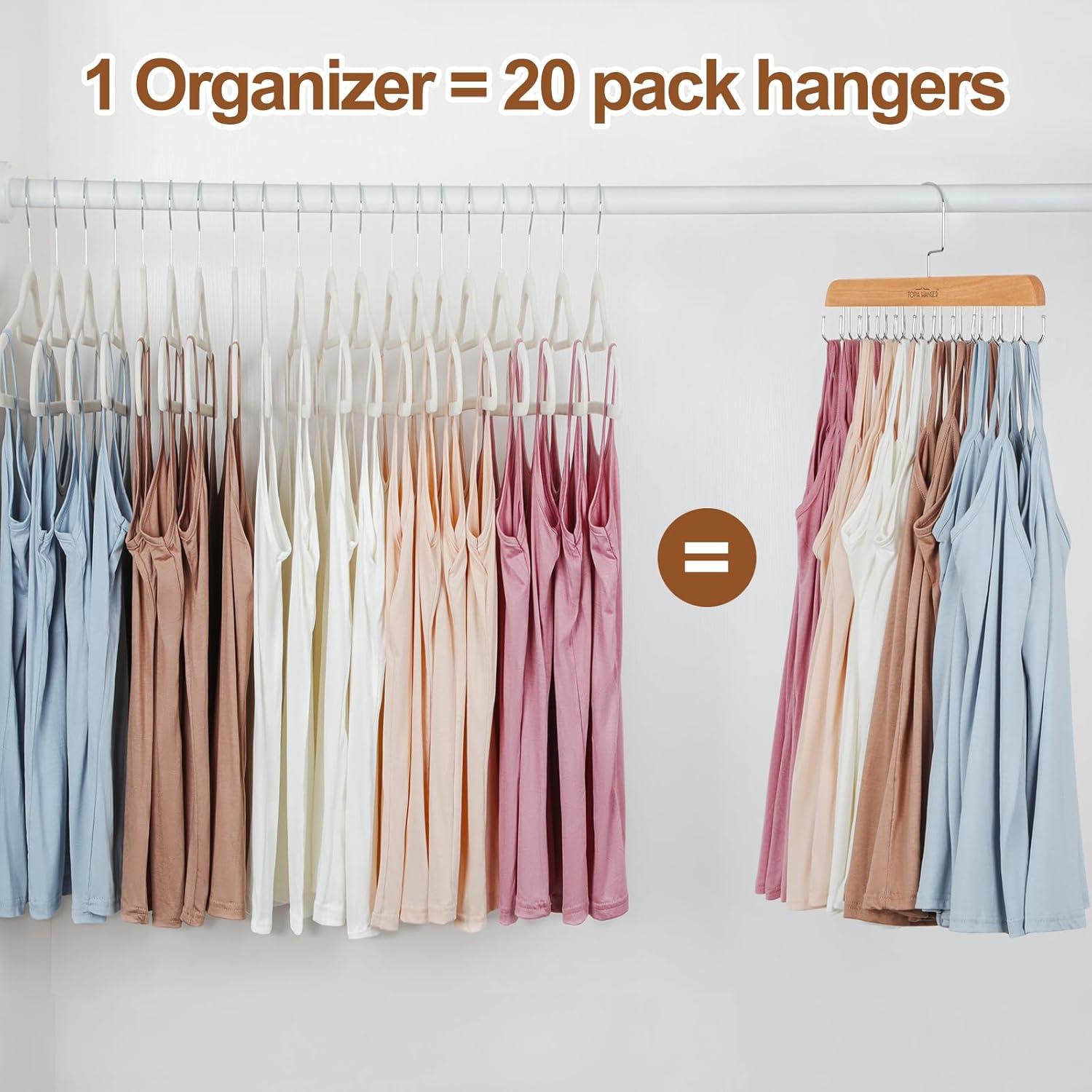 Perchero Plegable TOPIA HANGER 2 Paquete Madera Natural 40 Ganchos