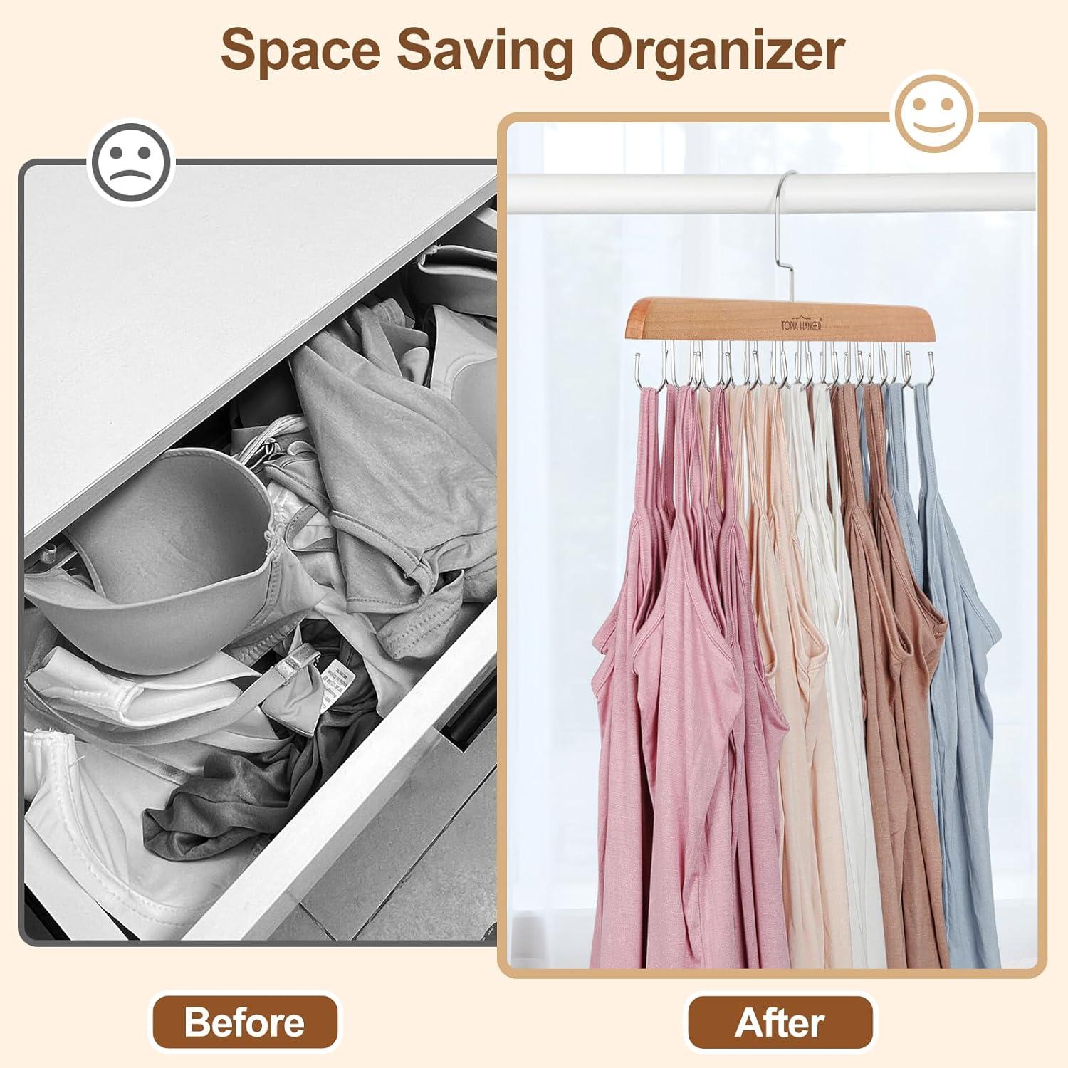 Perchero Plegable TOPIA HANGER 2 Paquete Madera Natural 40 Ganchos