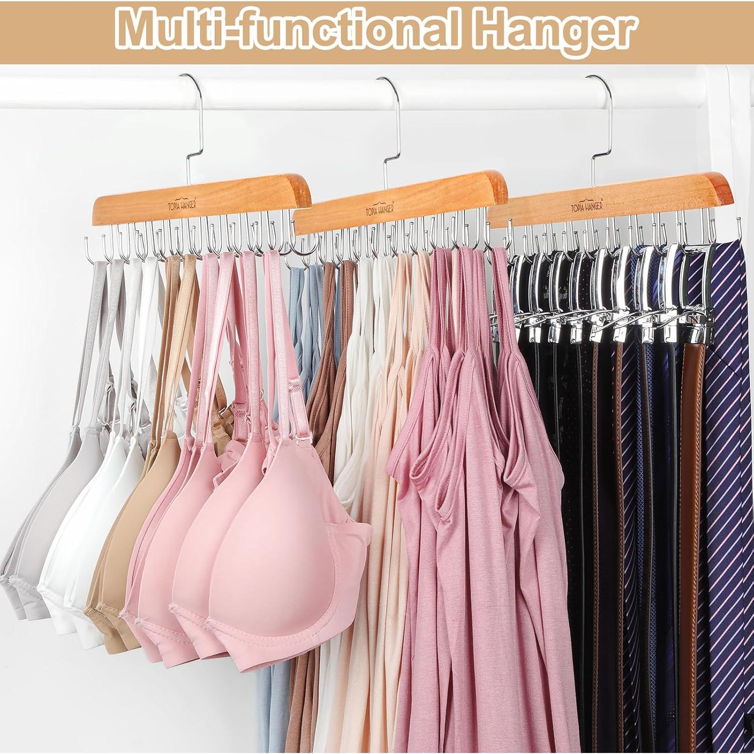 Perchero Plegable TOPIA HANGER 2 Paquete Madera Natural 40 Ganchos