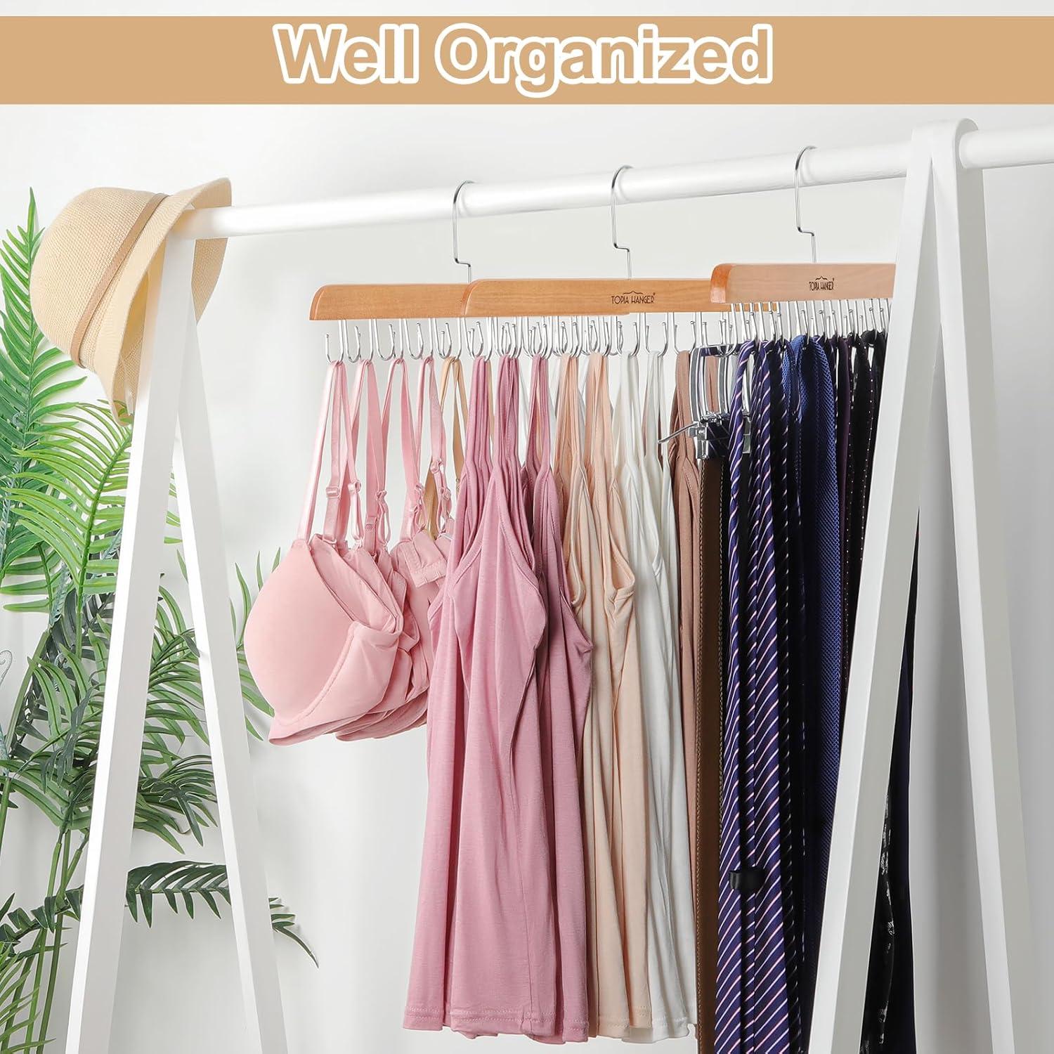 Perchero Plegable TOPIA HANGER 2 Paquete Madera Natural 40 Ganchos