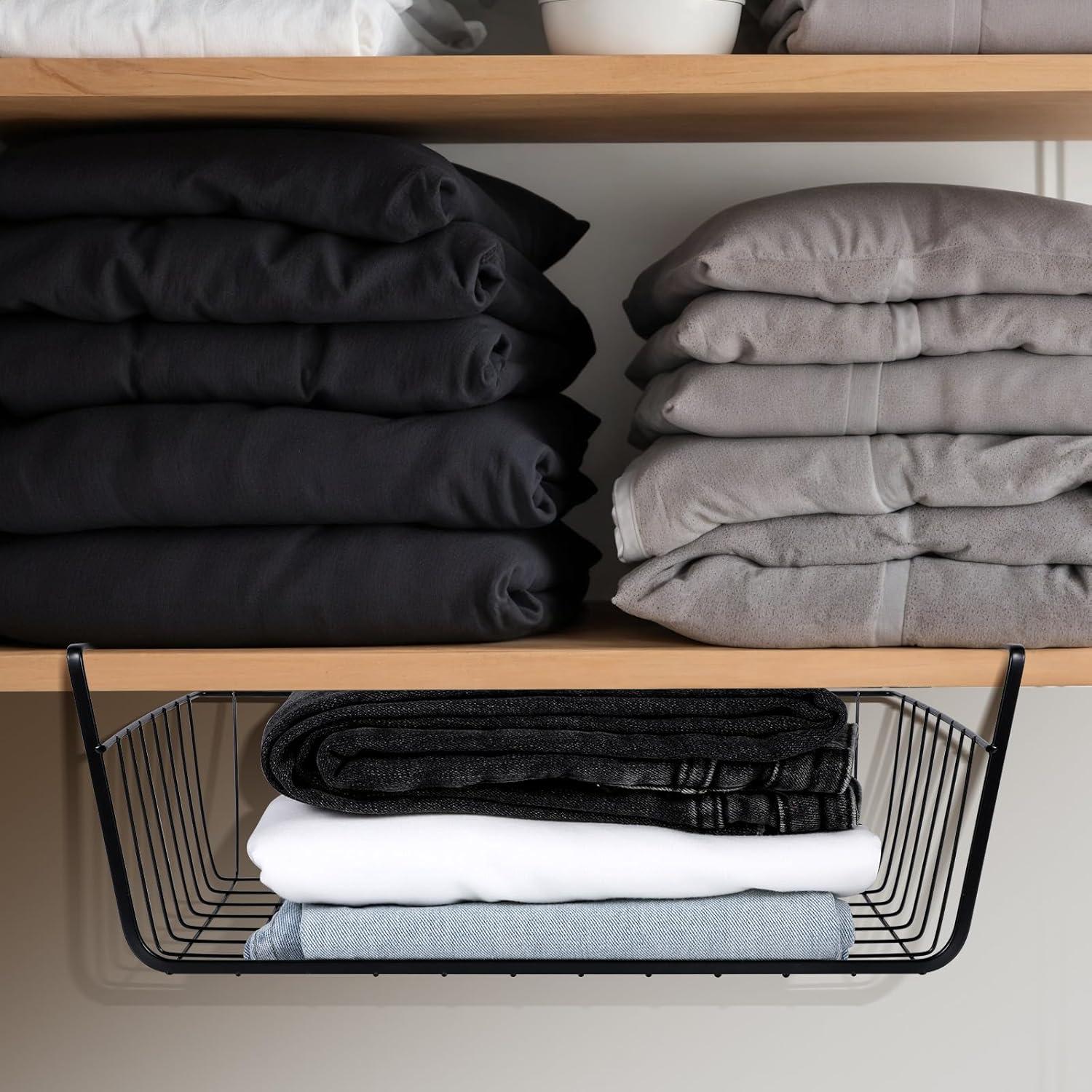 Cestas Bajo Estante de Alambre Mekueeex - 8 Piezas, Negro