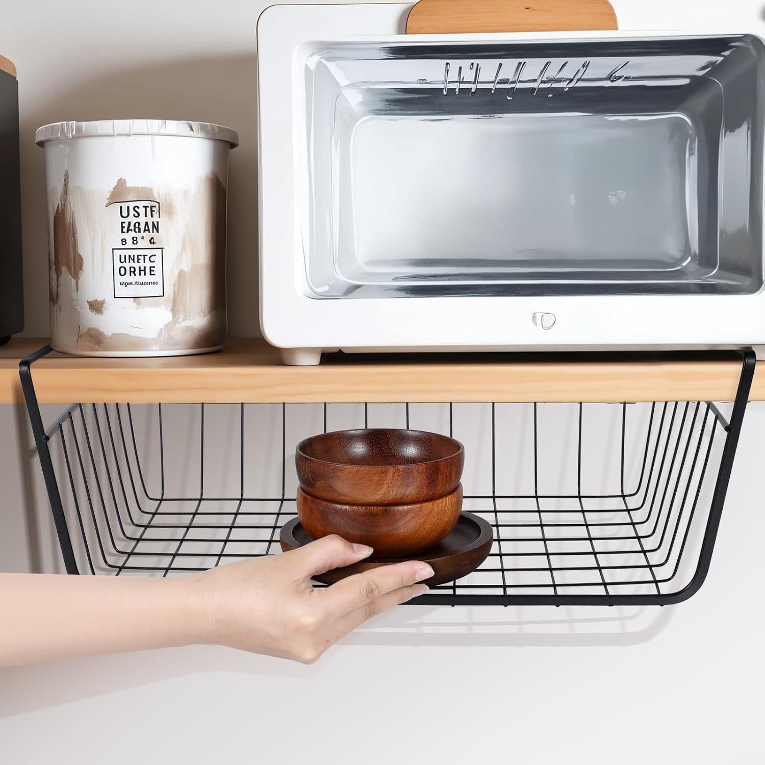 Cestas Bajo Estante de Alambre Mekueeex - 8 Piezas, Negro