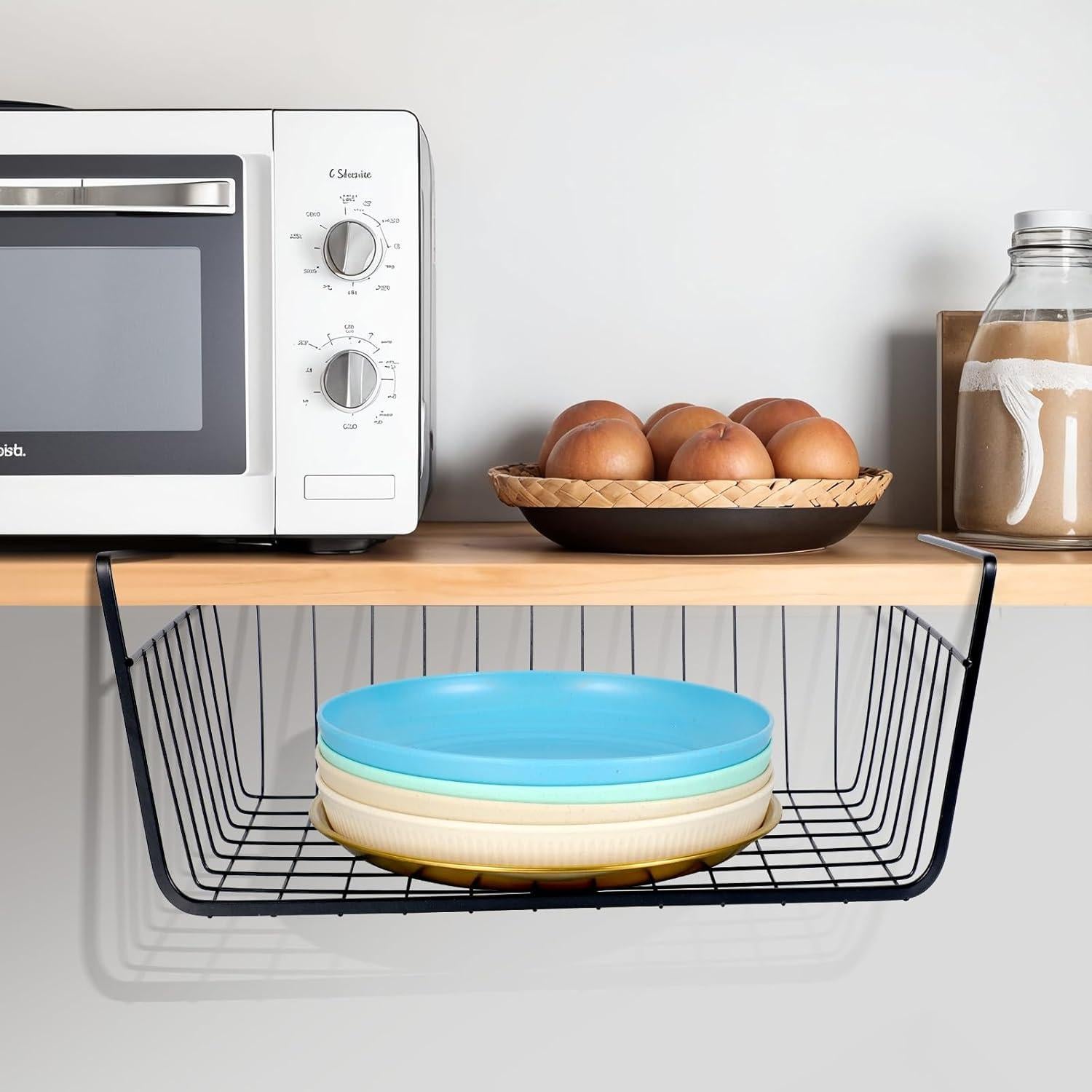 Cestas Bajo Estante de Alambre Mekueeex - 8 Piezas, Negro