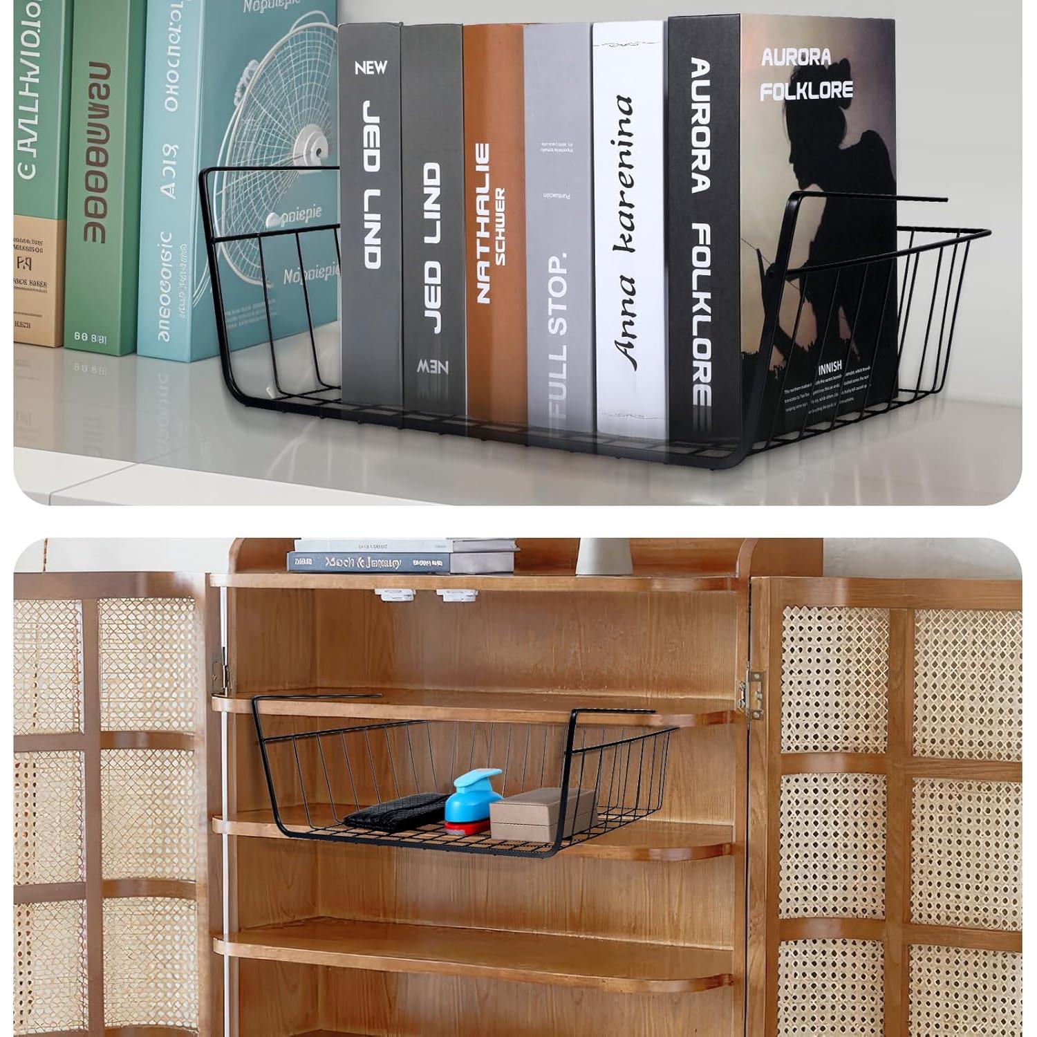 Cestas Bajo Estante de Alambre Mekueeex - 8 Piezas, Negro