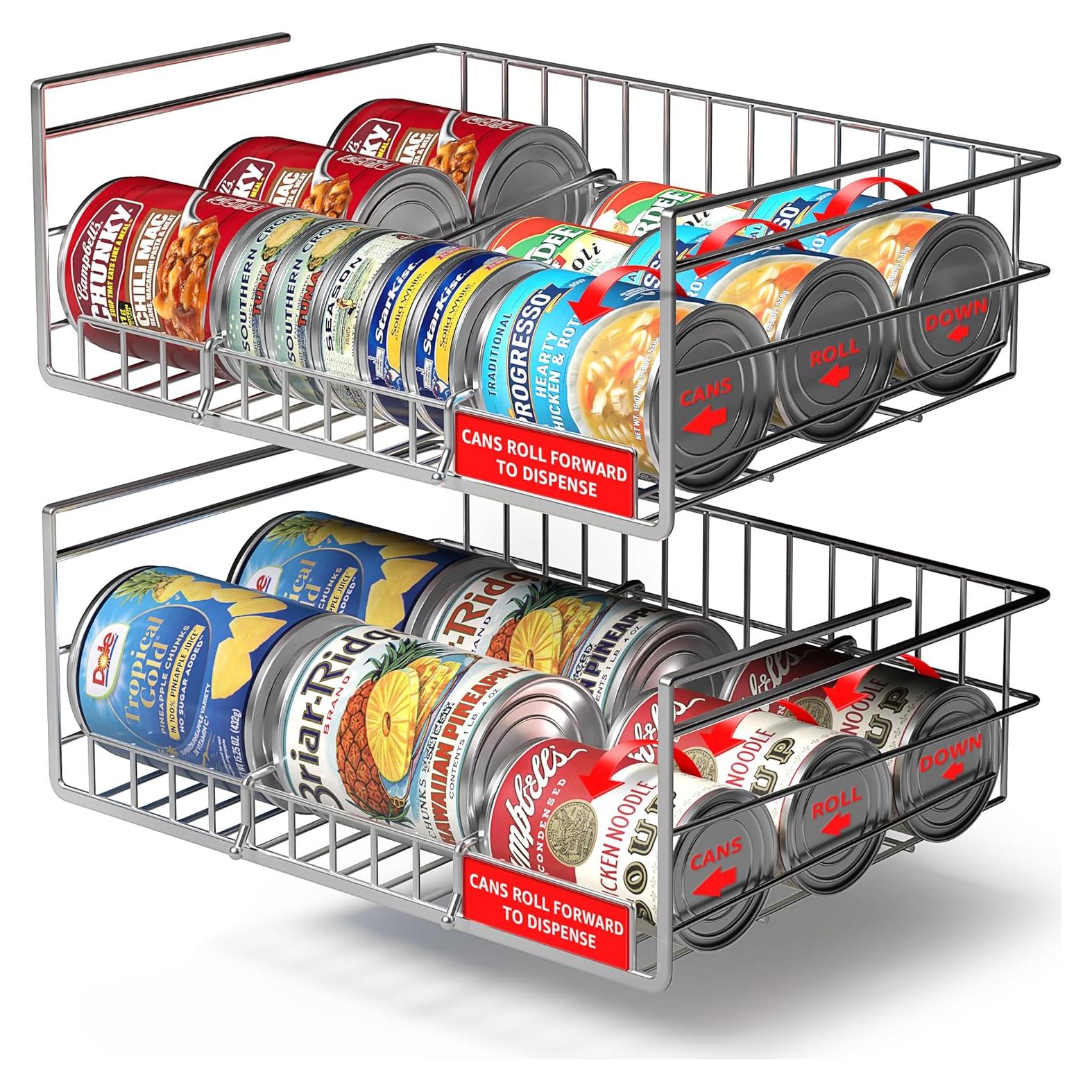 Organizador de Latas Sorbus Bajo Gabinete 2 Estantes Plata