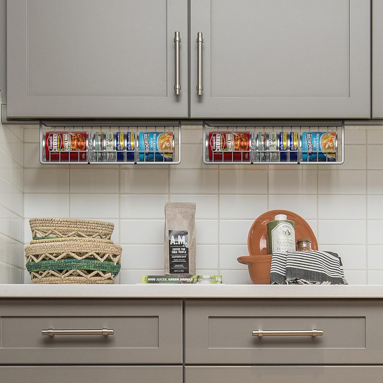 Organizador de Latas Sorbus Bajo Gabinete 2 Estantes Plata