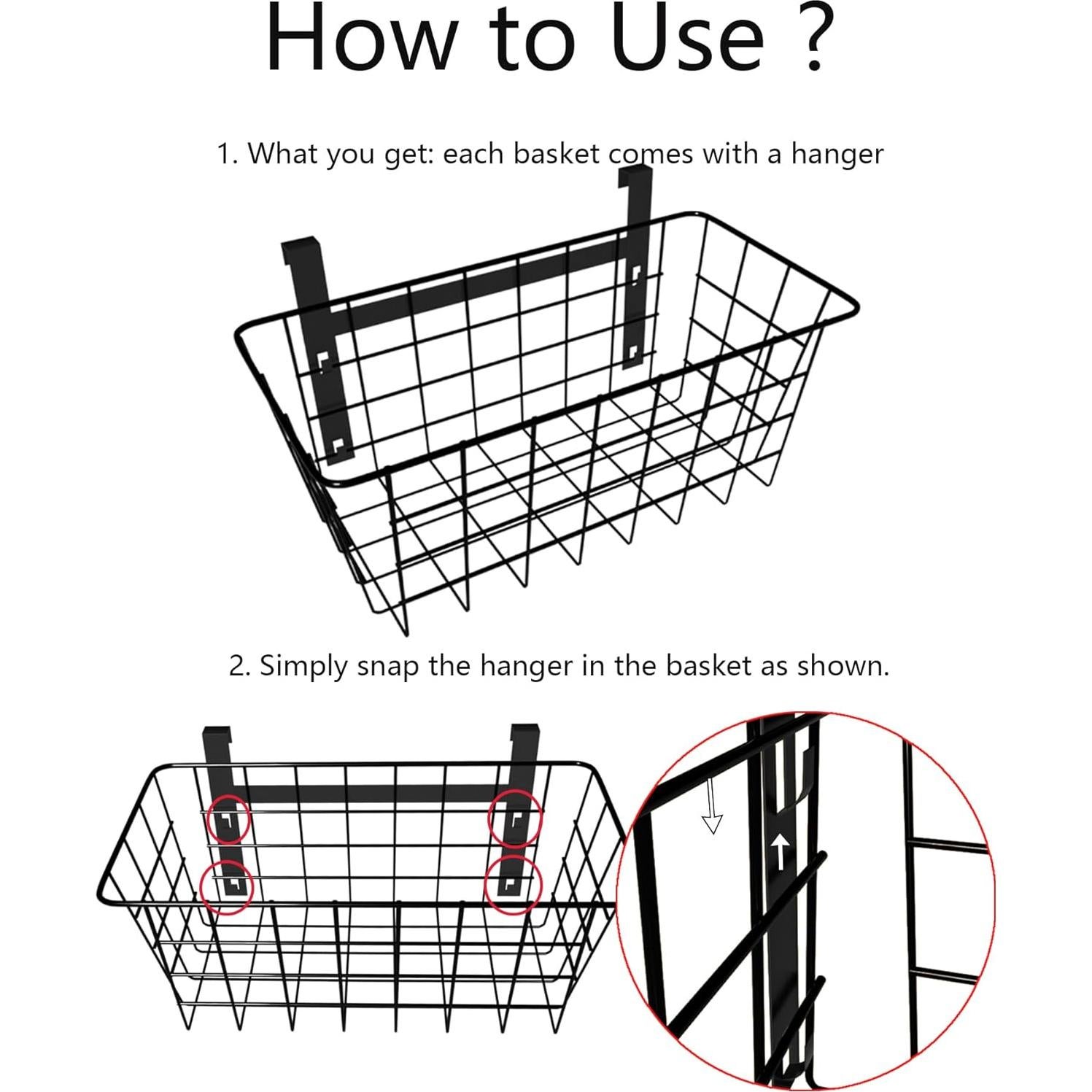 Cesta de Almacenamiento en Rejilla MaraFansie - 2 Paquetes, Negro