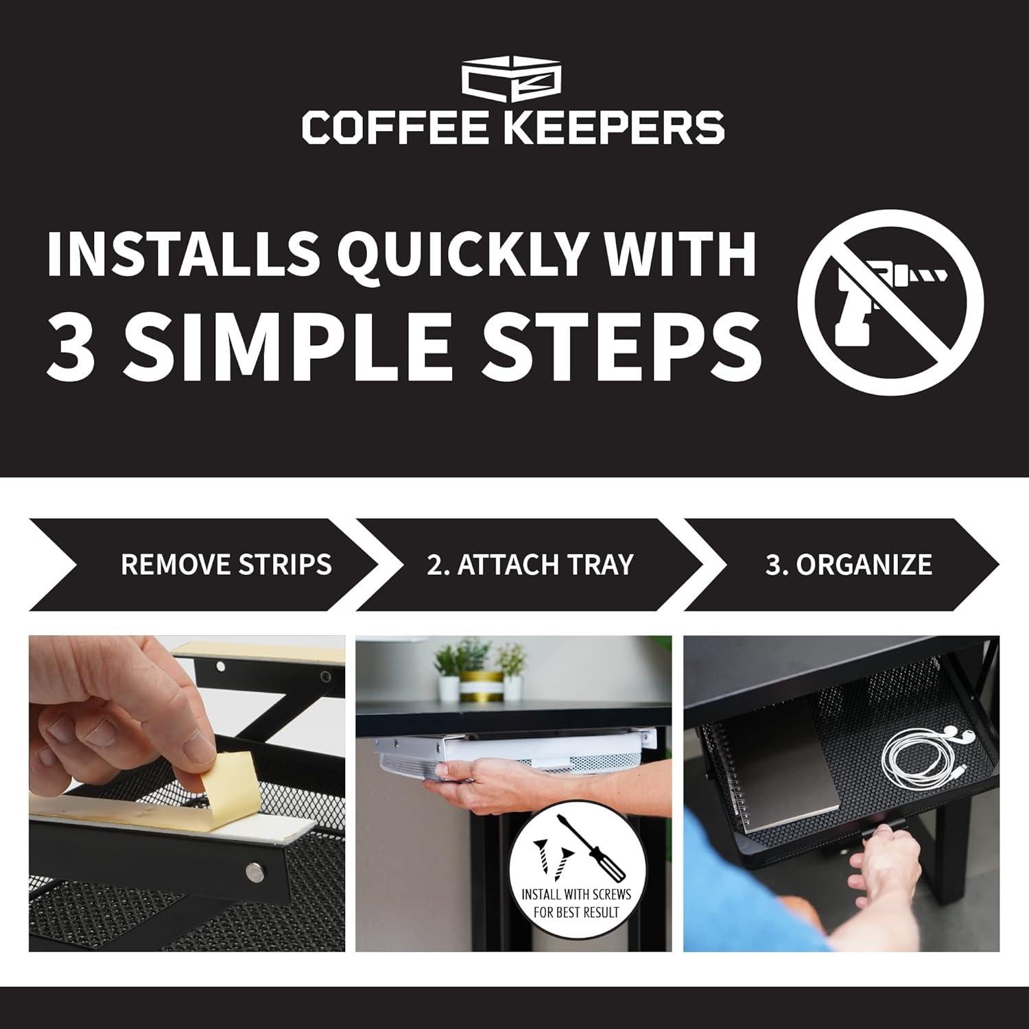 Organizador Bajo Gabinete Coffee Keepers 28x25.4x6.35cm Negro