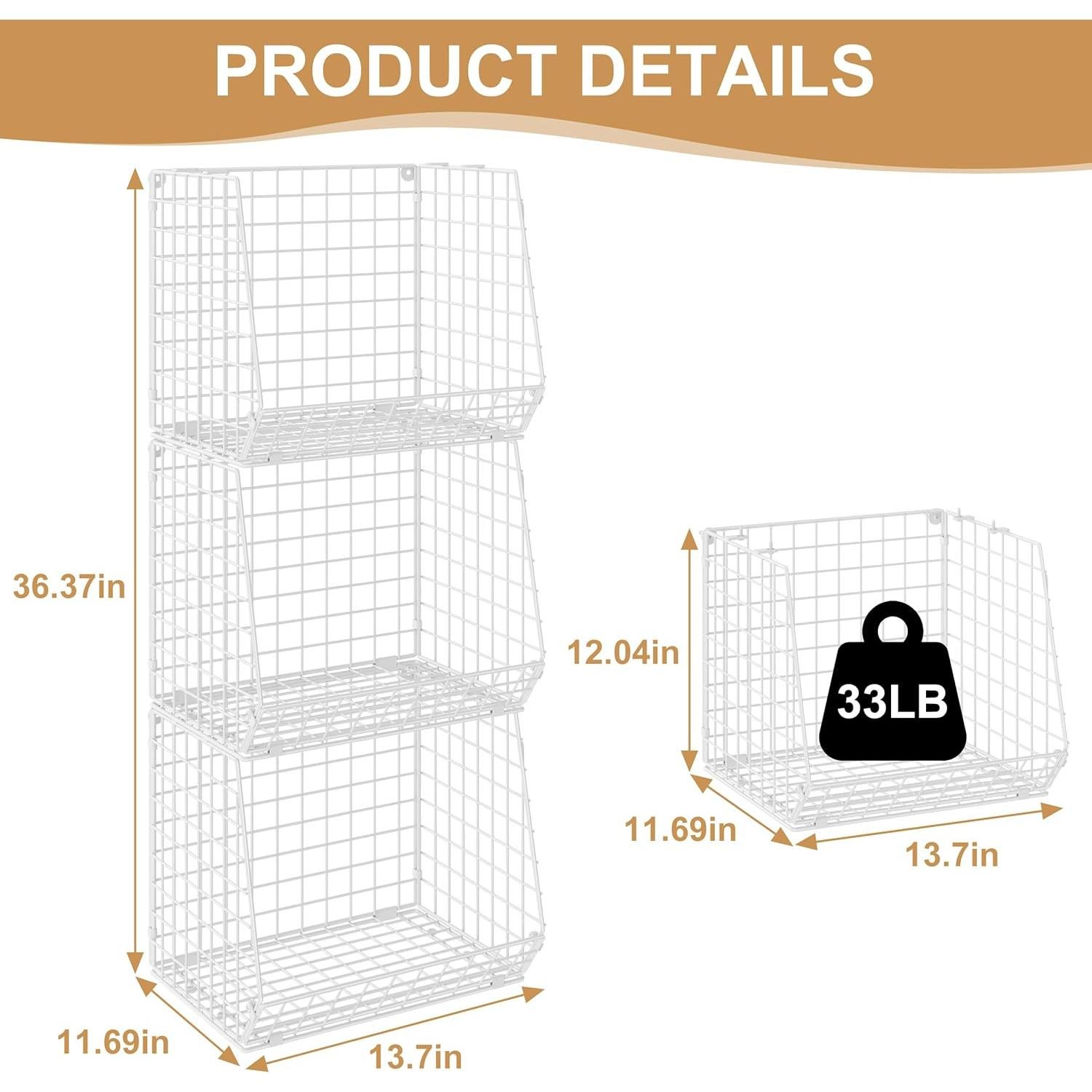 Organizador de Lavandería Sonyabecca GL31-WH 3 Canastas Plegables