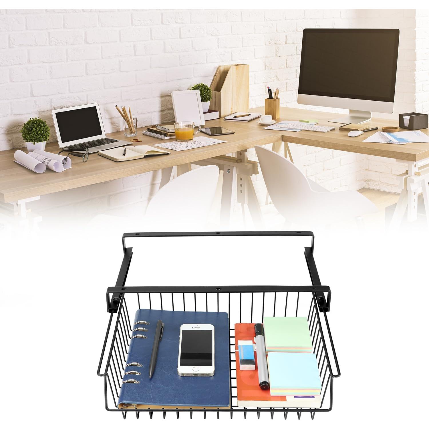 Cajón Bajo Escritorio QWORK - Organizador de Metal 32x23cm