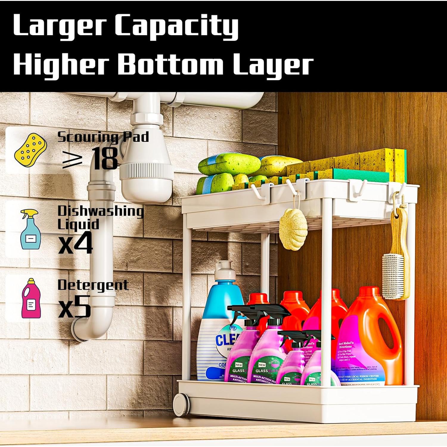 Organizador Bajo Fregadero Cicilyna 2 Niveles Blanco Helado