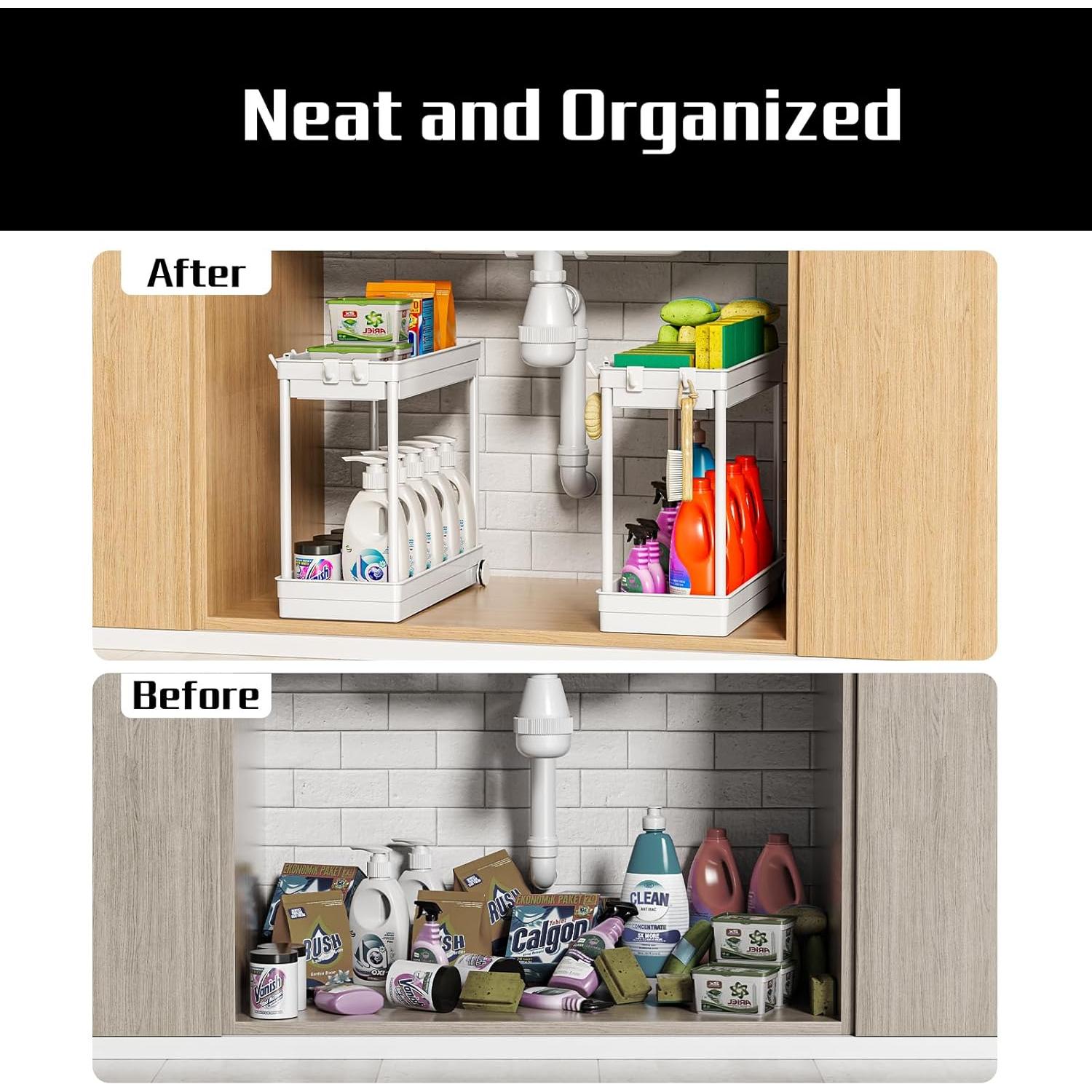 Organizador Bajo Fregadero Cicilyna 2 Niveles Blanco Helado