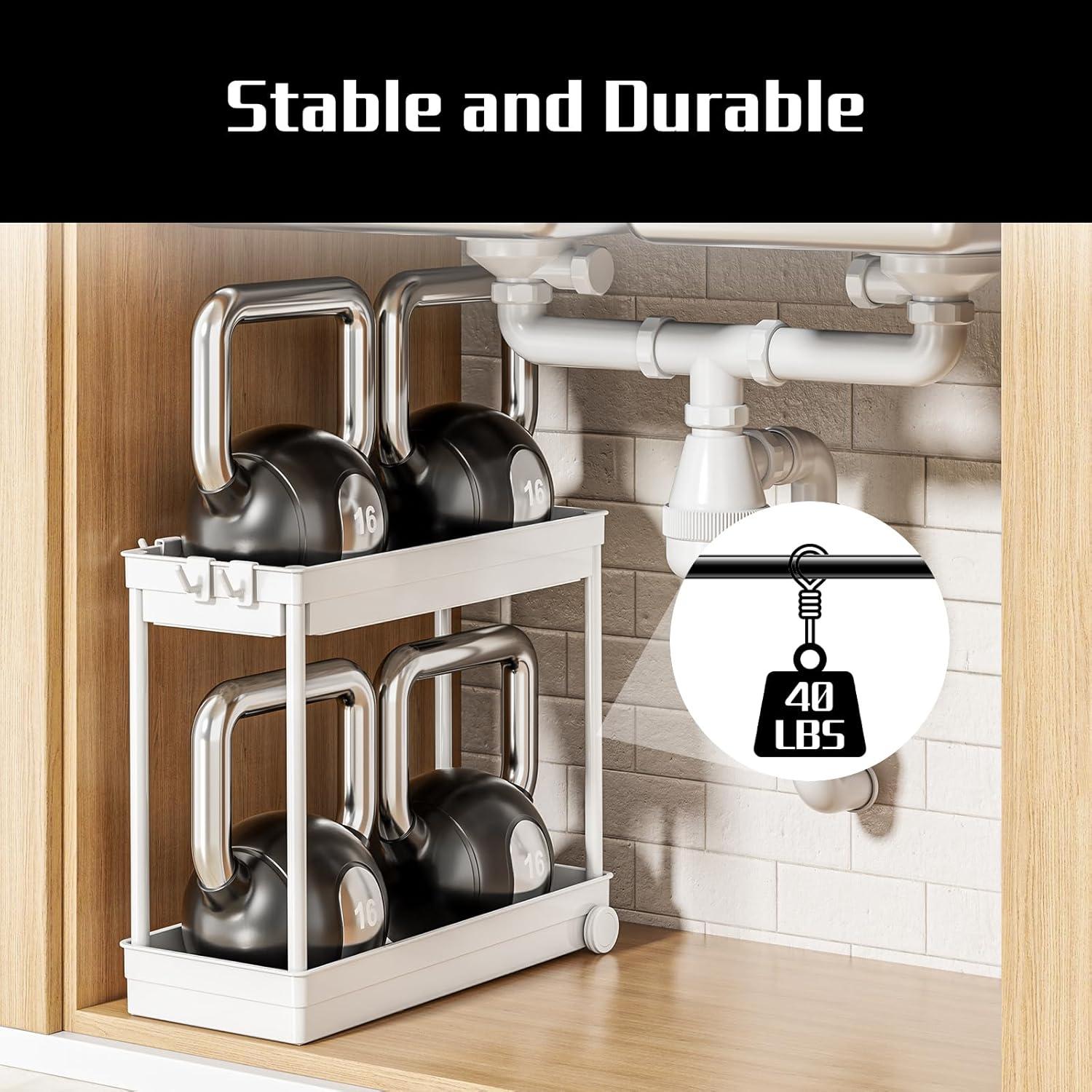 Organizador Bajo Fregadero Cicilyna 2 Niveles Blanco Helado